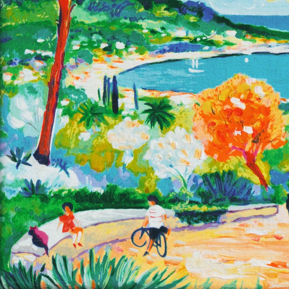 Signed lower right, 'Picot' for Jean-Claude Picot (French, born 1933), and painted circa 1985; additionally titled, verso, 'La Route Vers St Jean Cap Ferr'.

Beginning in 1947, Picot exhibited internationally at over fifty one-man shows including in