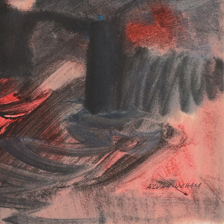 'Abstract', Marin, Watercolor Artists of San Francisco, De Young Museum - Black Abstract Drawing by Alfred A. Cunningham