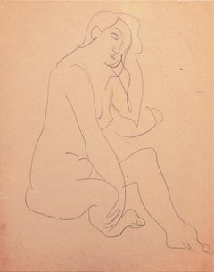 Vintage 'Seated Nude', Paris, Louvre, Salon d'Automne, Academie Chaumière, LACMA, SFAA
