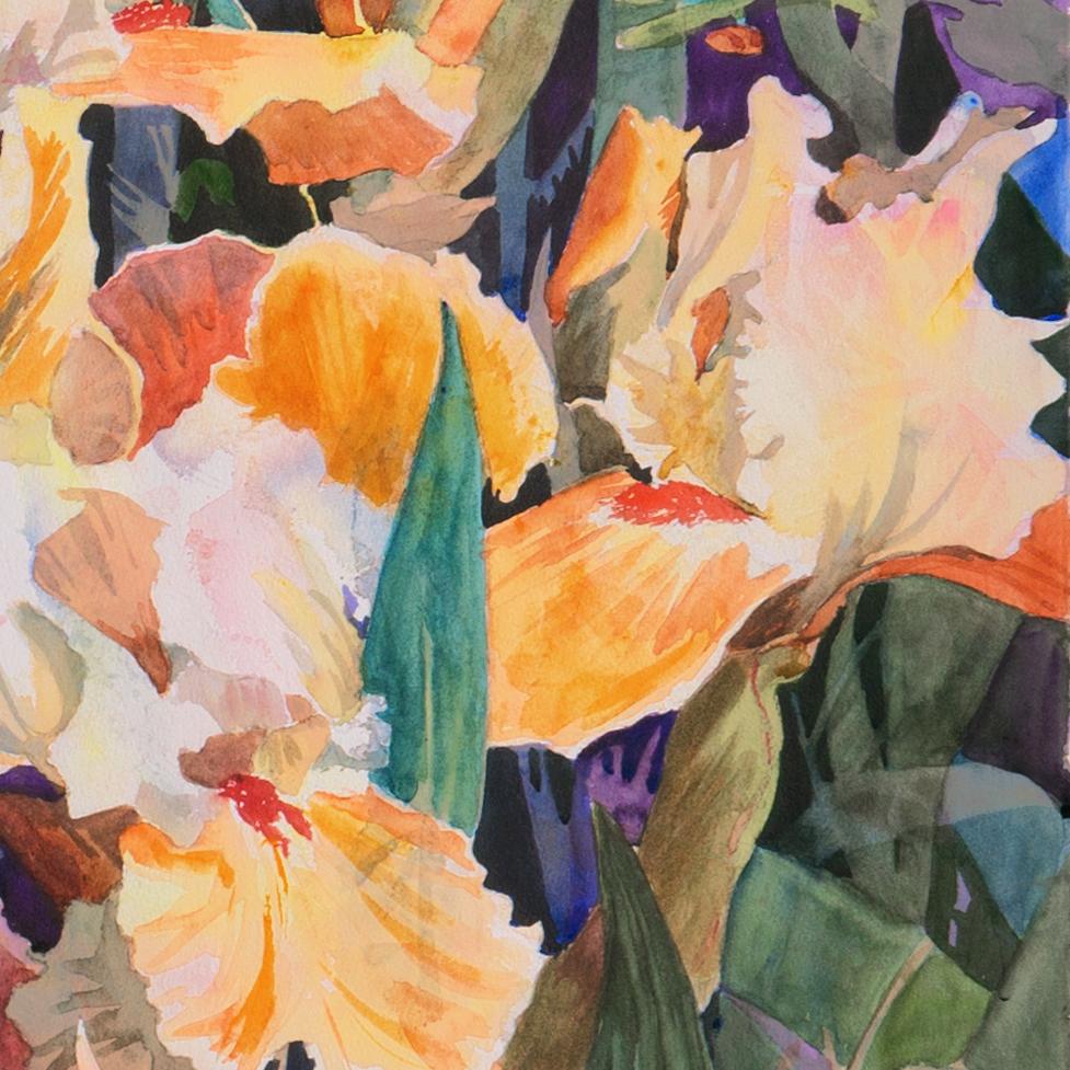 'Golden Irises', St. Martin's School, California Woman Artist, Santa Cruz For Sale 3