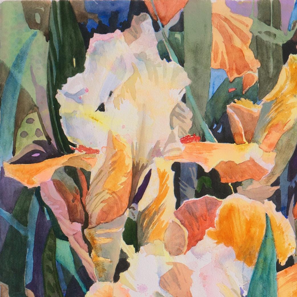 'Golden Irises', St. Martin's School, California Woman Artist, Santa Cruz For Sale 4