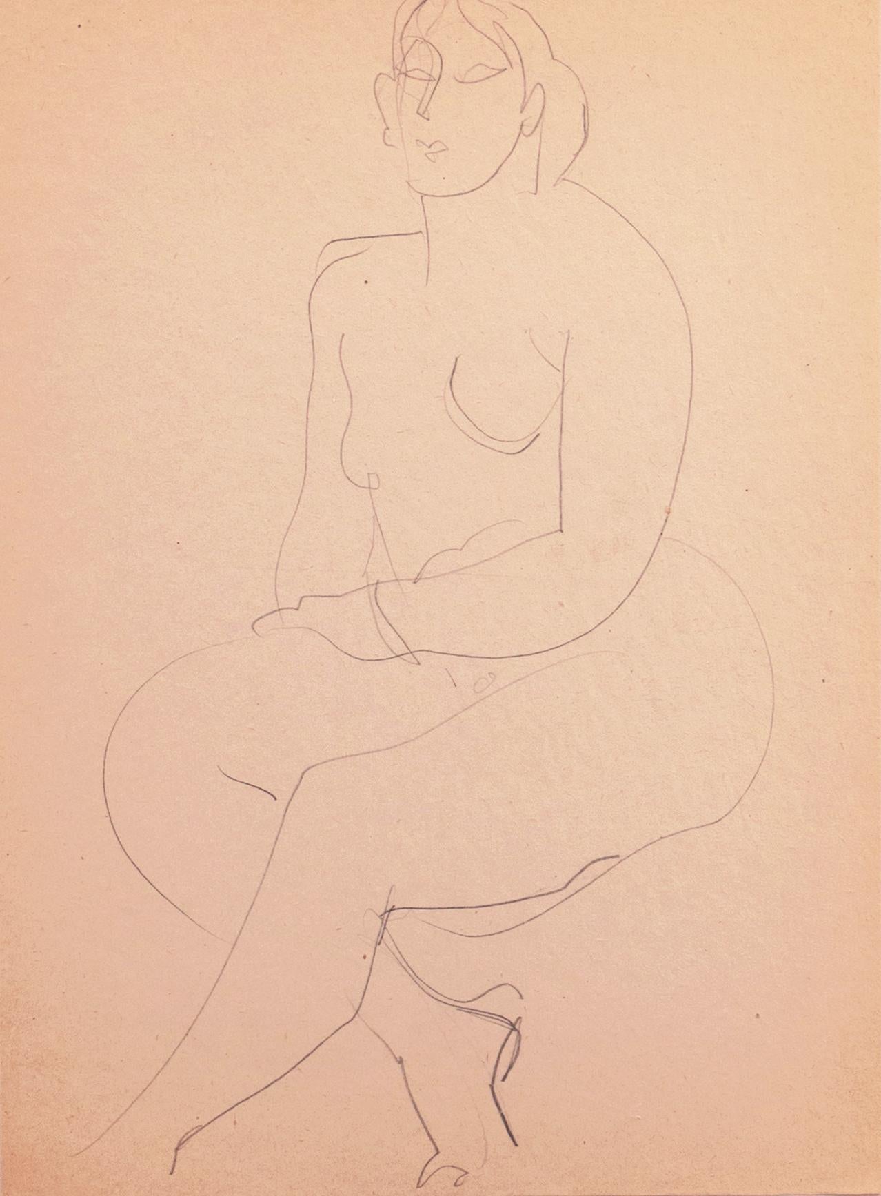Victor Di Gesu Figurative Art - 'Seated Nude', Paris, Louvre, Académie Chaumière, Carmel, California, LACMA