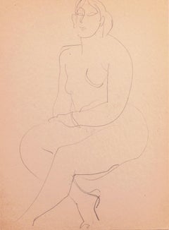 Vintage 'Seated Nude', Paris, Louvre, Académie Chaumière, Carmel, California, LACMA