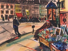 'Flower Seller in Clichy', Parisian Street vendor, French Post Impressionist