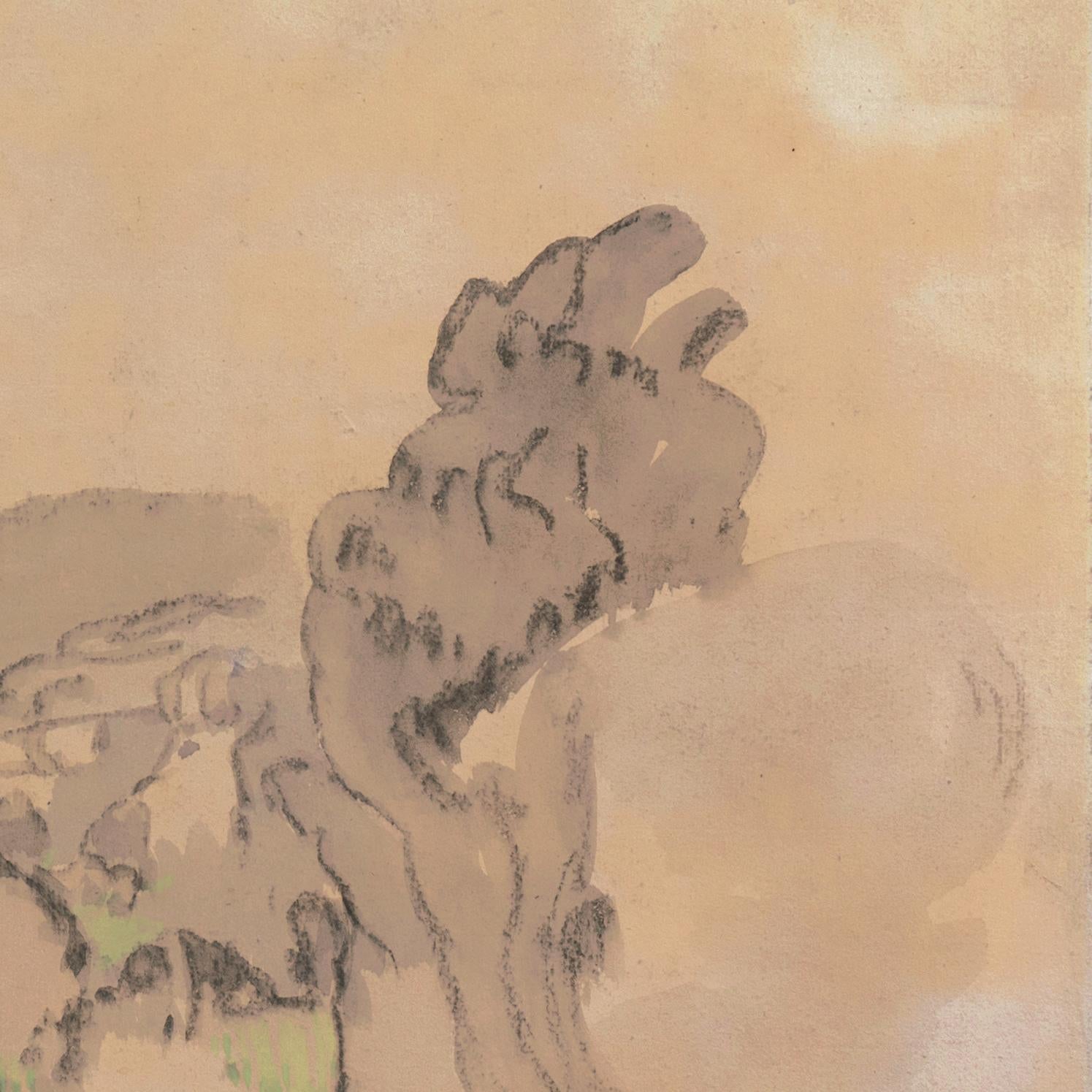 « Galleries of the Tarn, France », Armory de New York, Ashcan School, ASL, AIC, NYMoMA - Beige Landscape Art par Arthur B. Davies