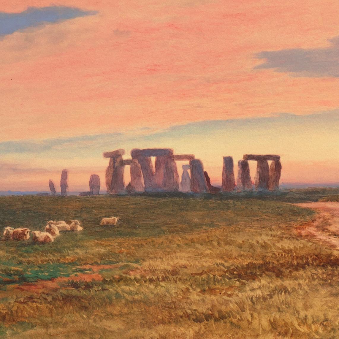 « Stonehenge at Sunset », Royal Academy, RSBA, Benezit, Wiltshire, Druid, Celtic - Romantique Art par Robert Gallon