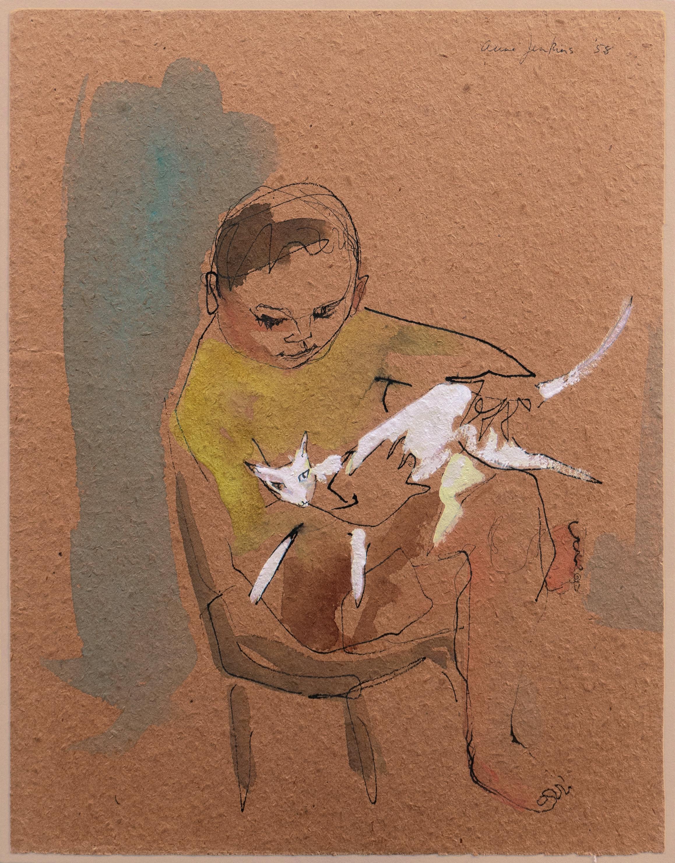 'Boy with a White Cat', Philadelphia Woman Artist, Moore College of Art  For Sale 5