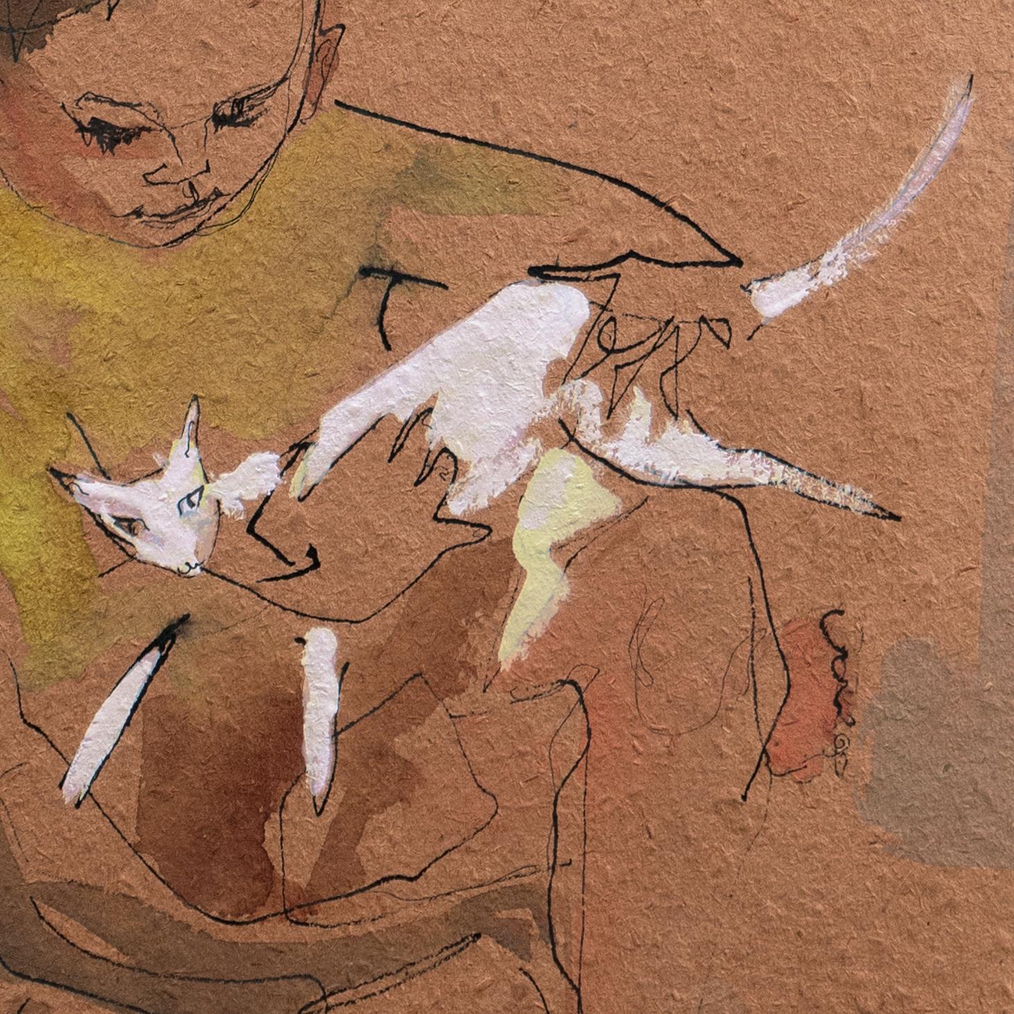 'Boy with a White Cat', Philadelphia Woman Artist, Moore College of Art  For Sale 4