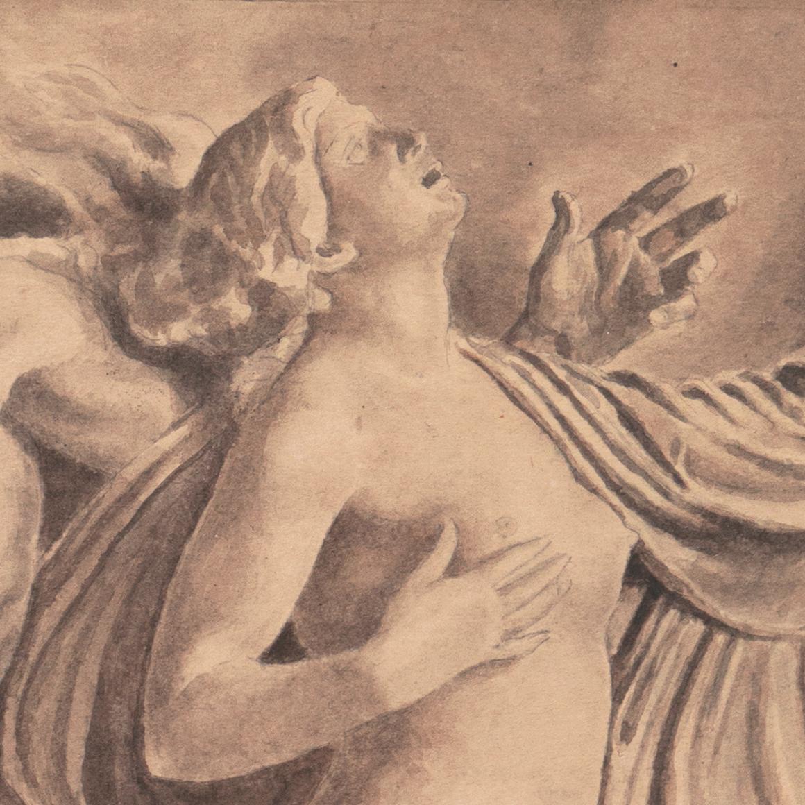 'Nymph with a Centaur', French School, Academic, Greek Mythological Grisaille 3