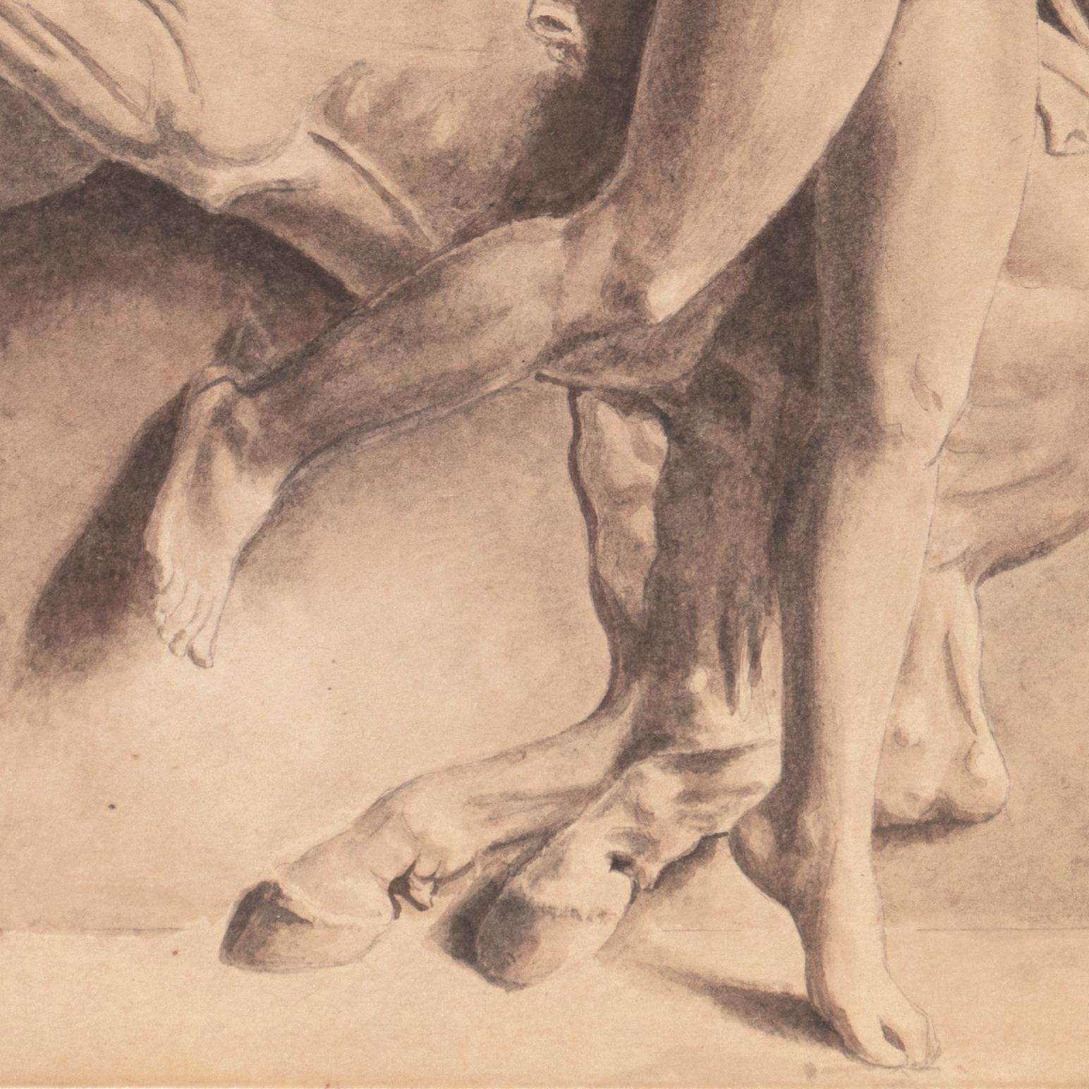 'Nymph with a Centaur', French School, Academic, Greek Mythological Grisaille 7