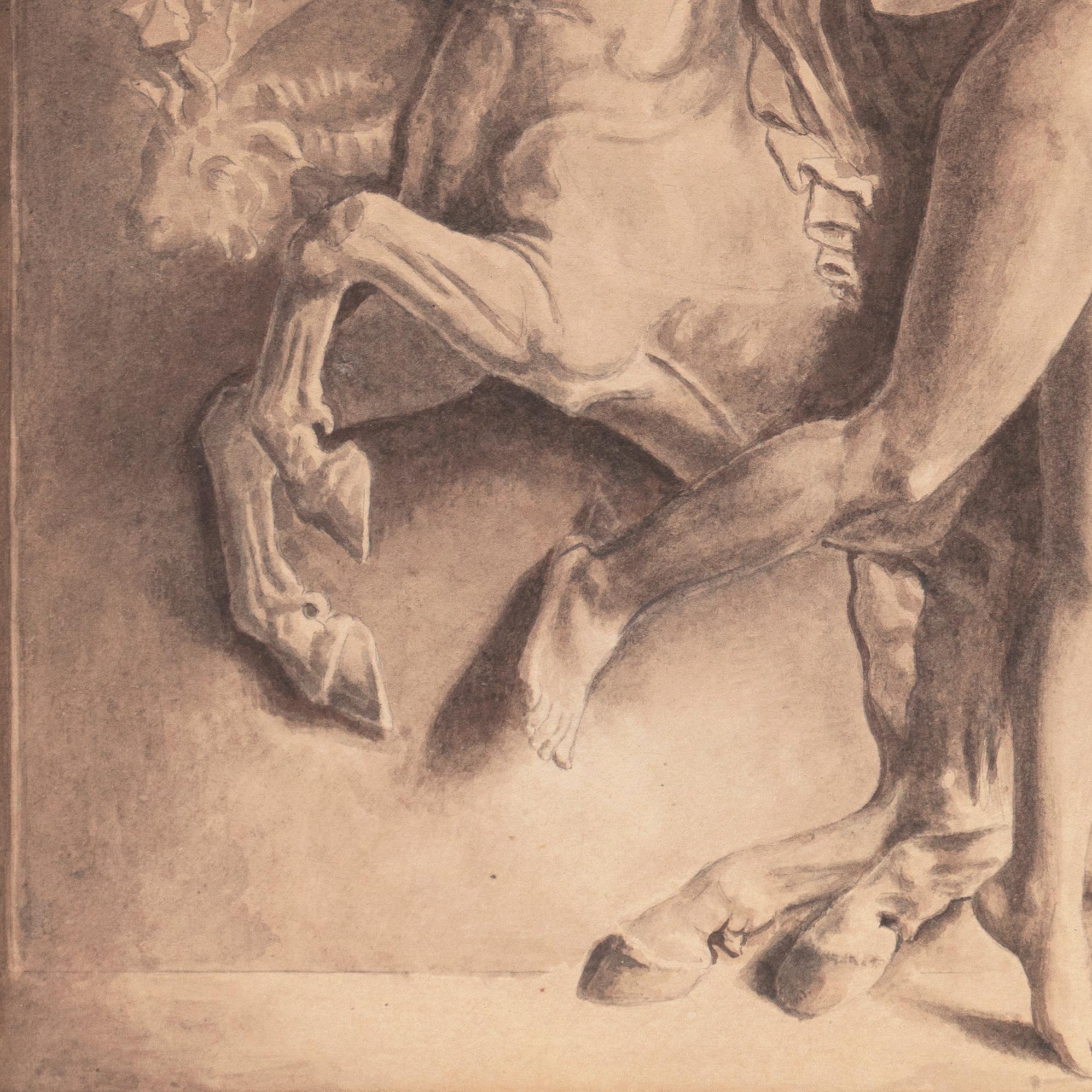 'Nymph with a Centaur', French School, Academic, Greek Mythological Grisaille 8