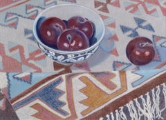 Retro 'Still Life, Plums with a Navaho Blanket', California League of Woman Artists