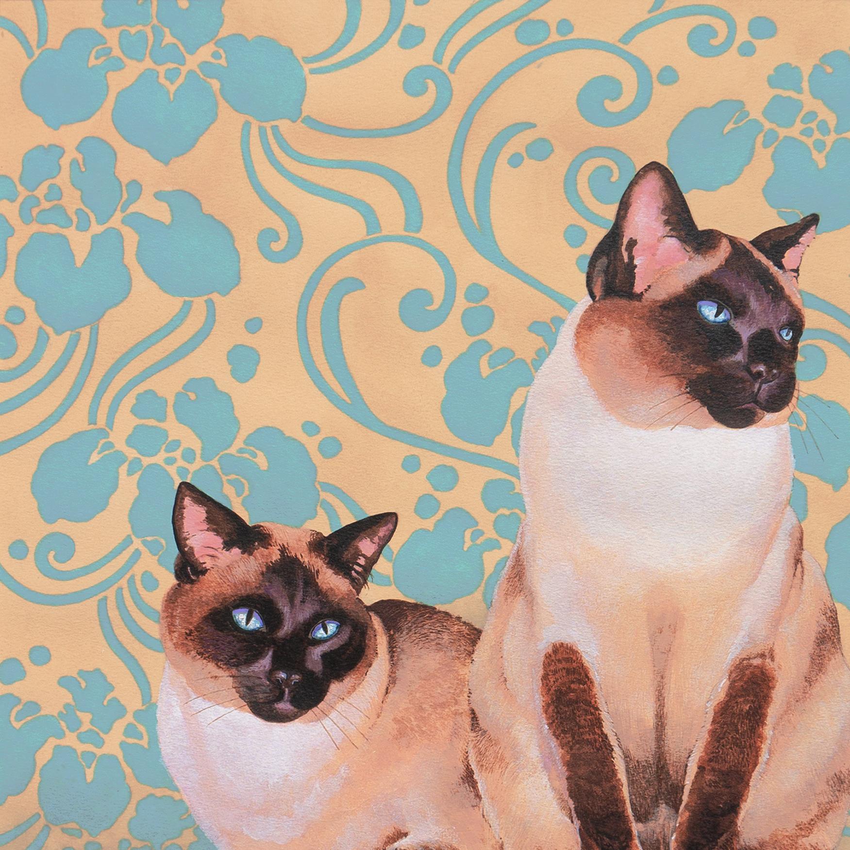 « Sease Cats », portrait de Feline, artiste brodeuse, Shorebird Studio, aquarelle en vente 1