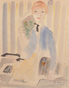 „Die Künstlerin mit ihrem Portfolio“, Paris, Ecole des Beaux Arts, Lyon, junge Frau
