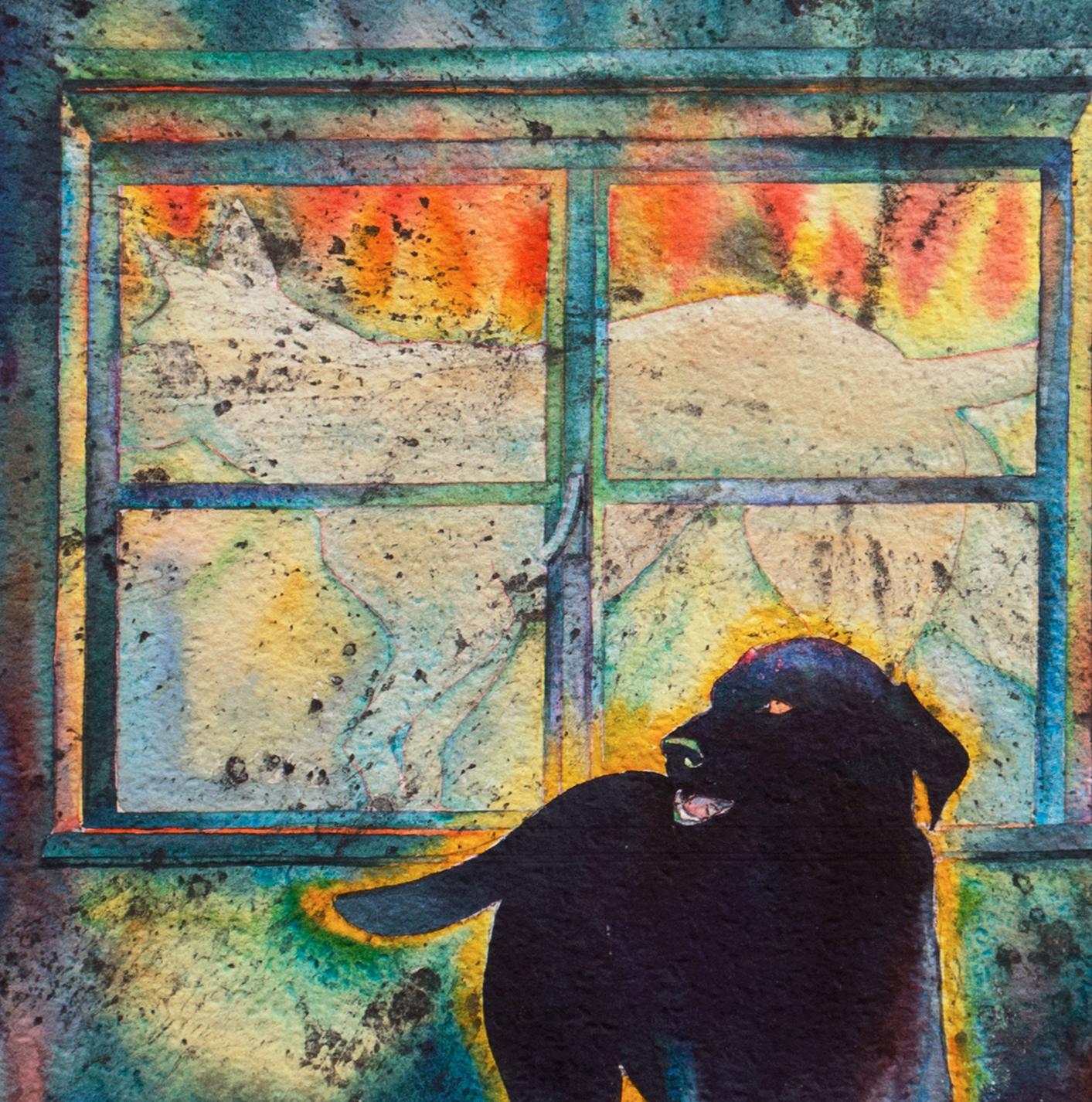 Signed, verso, on original backing, 'Shannon Bickford' (American, 20th century) with artist information, titled, 'Window Series III' and painted circa 1990.  Sheet dimensions: 14.75 x 14 inches

Shannon Bickford received degrees in Biology, Special
