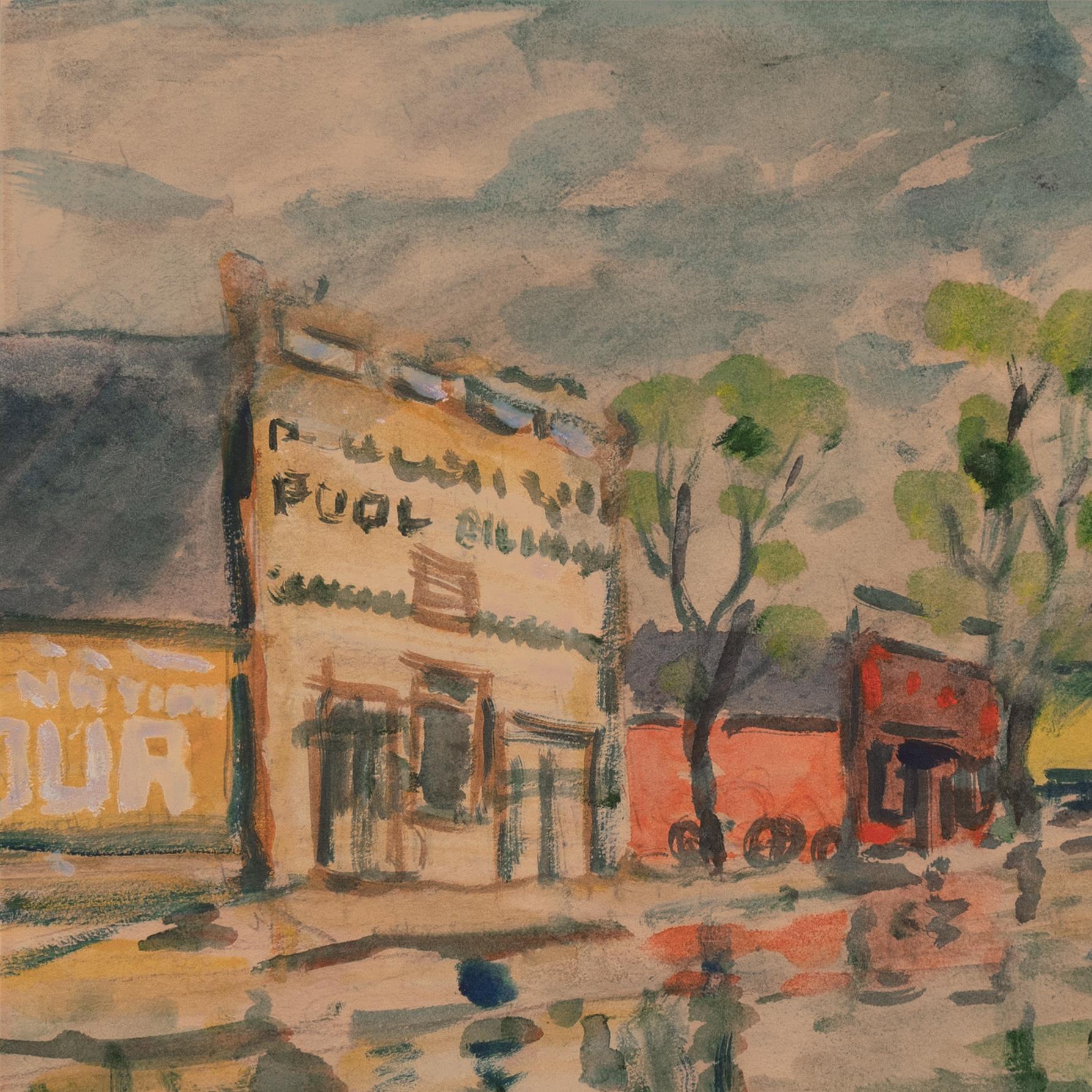 'Rainy Day, Pool and Billiards', Laguna Beach Art Association, Solvang, Moure For Sale 4