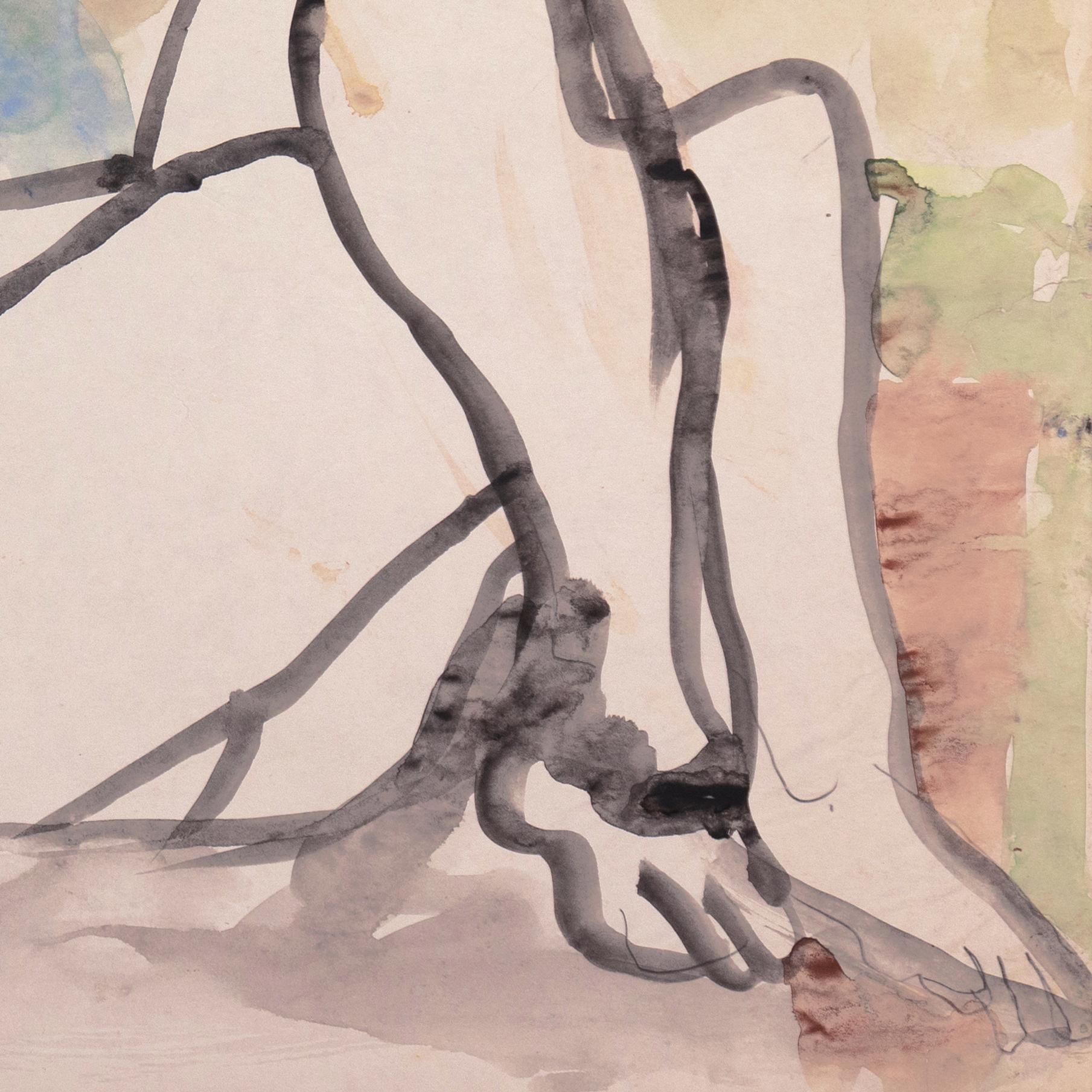Stamped, verso, with certification of authenticity for Janet Ament De La Roche (American, 1916-2000) and painted circa 1965.

Winner of the Prix Othon Friesz, Janet Ament studied at the Chouinard Art Institute, the Los Angeles Art Center, and at the