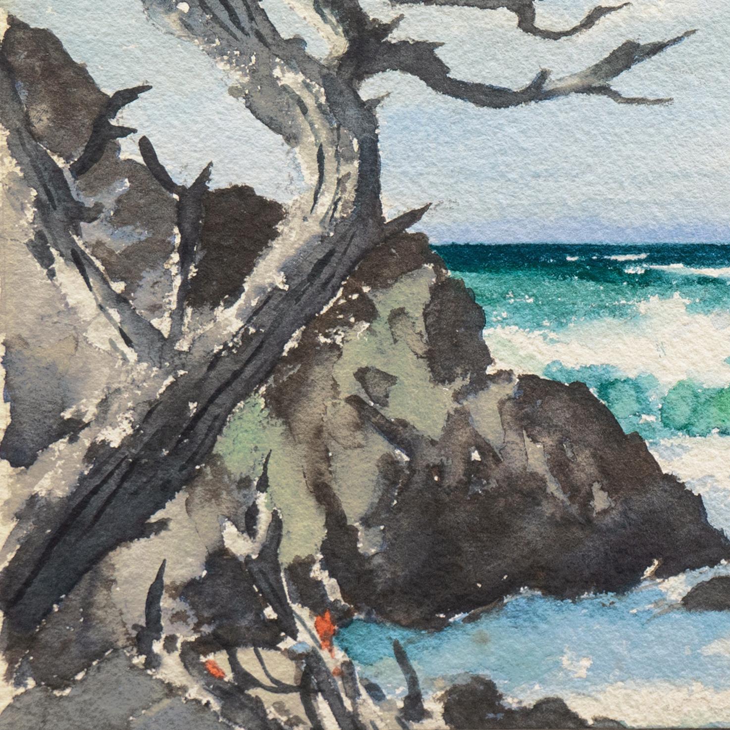 „Lone Cypress“, Carmel Seascape, California Plein Air, Pebble Beach, Monterey (Impressionismus), Art, von James March Phillips