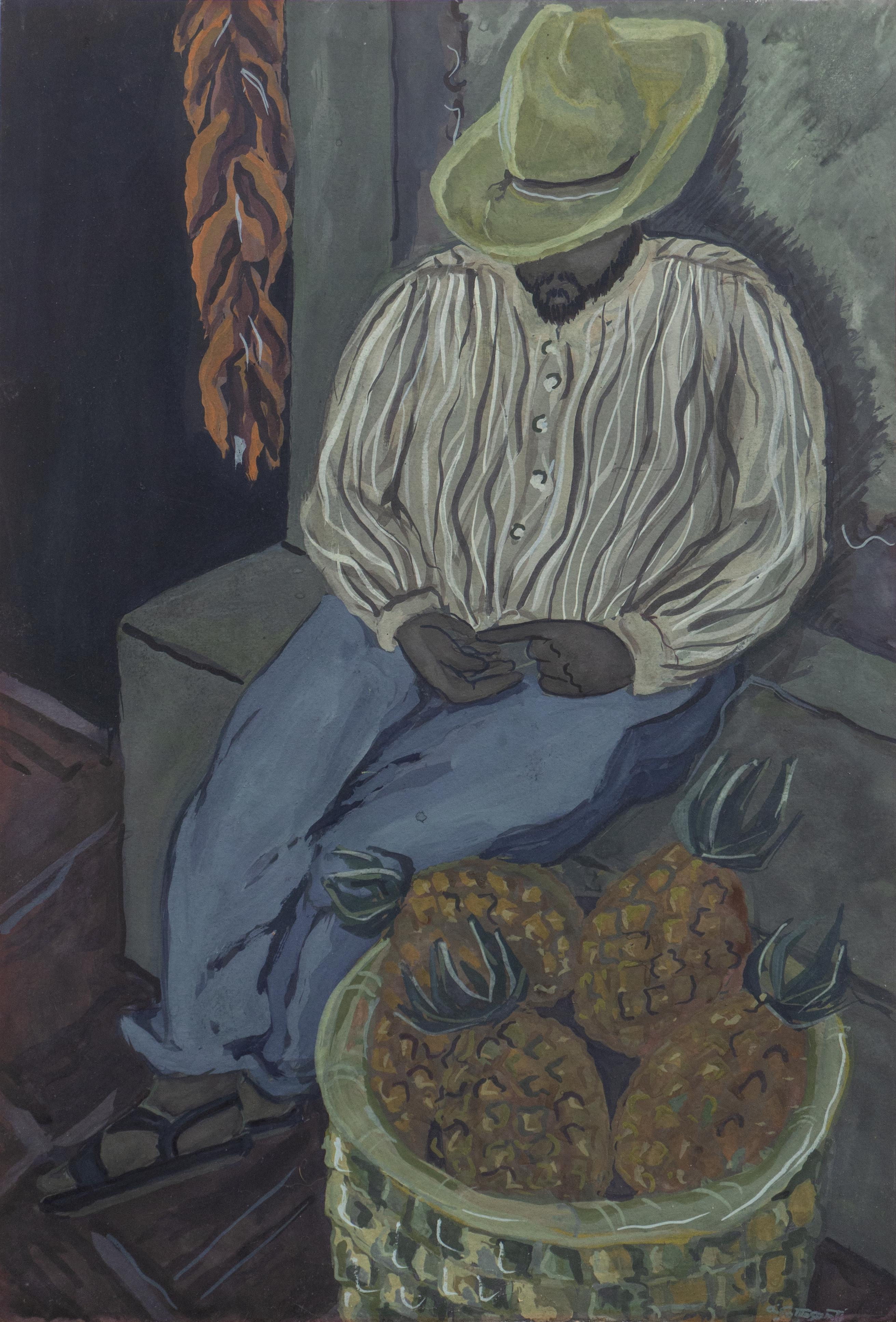 Angelo Anthony Sottosanti Figurative Art – Pedro, Pineapple Seller", WPA, Kalifornien, Orozco, Rivera, MMA, GGIE, ASL, NY