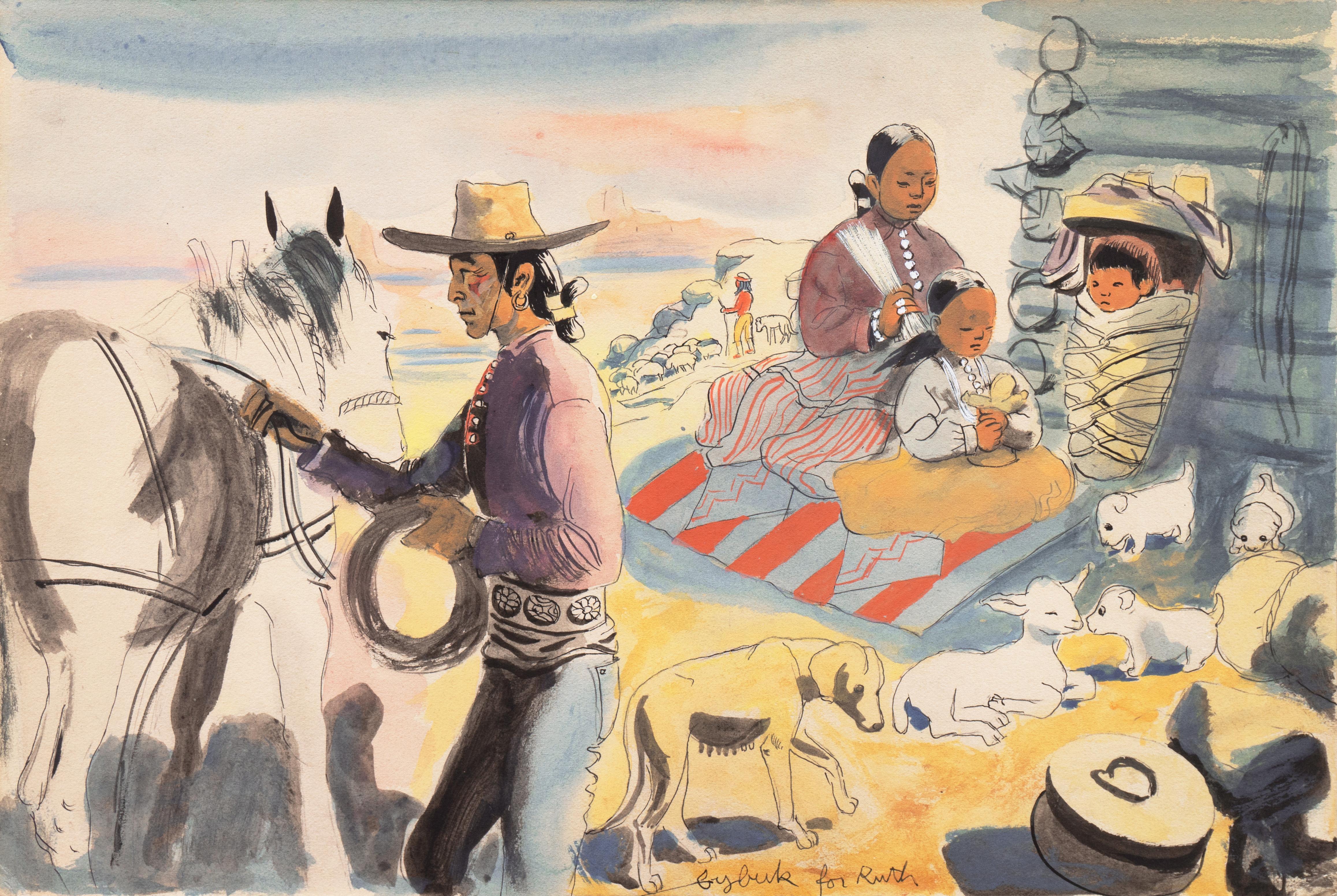 'Navajo Family', Santa Fe, Modernism, Corcoran, Whitney, PAFA,  AIC,  WPA