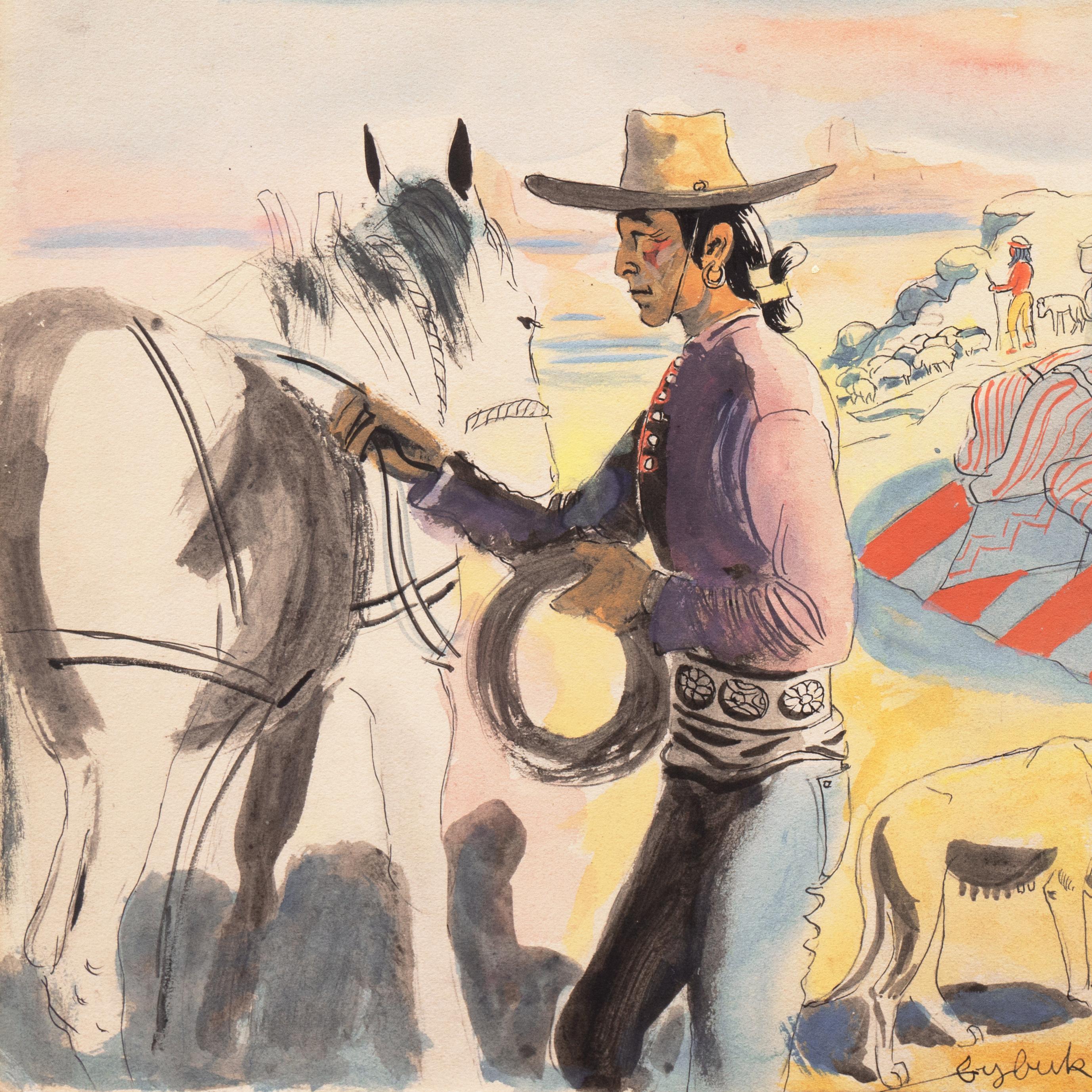 Unten in der Mitte signiert 'by Buk' für Eduard Buk Ulreich (Amerikaner, 1889-1966), unten in der Mitte gewidmet 'for Ruth' und gemalt um 1945. Verso zusätzlich signiert und betitelt 