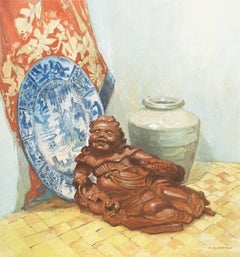 Nature morte avec sculpture, huile de l'école de La Haye, artiste néerlandais, Liu Haichan, taoïsme