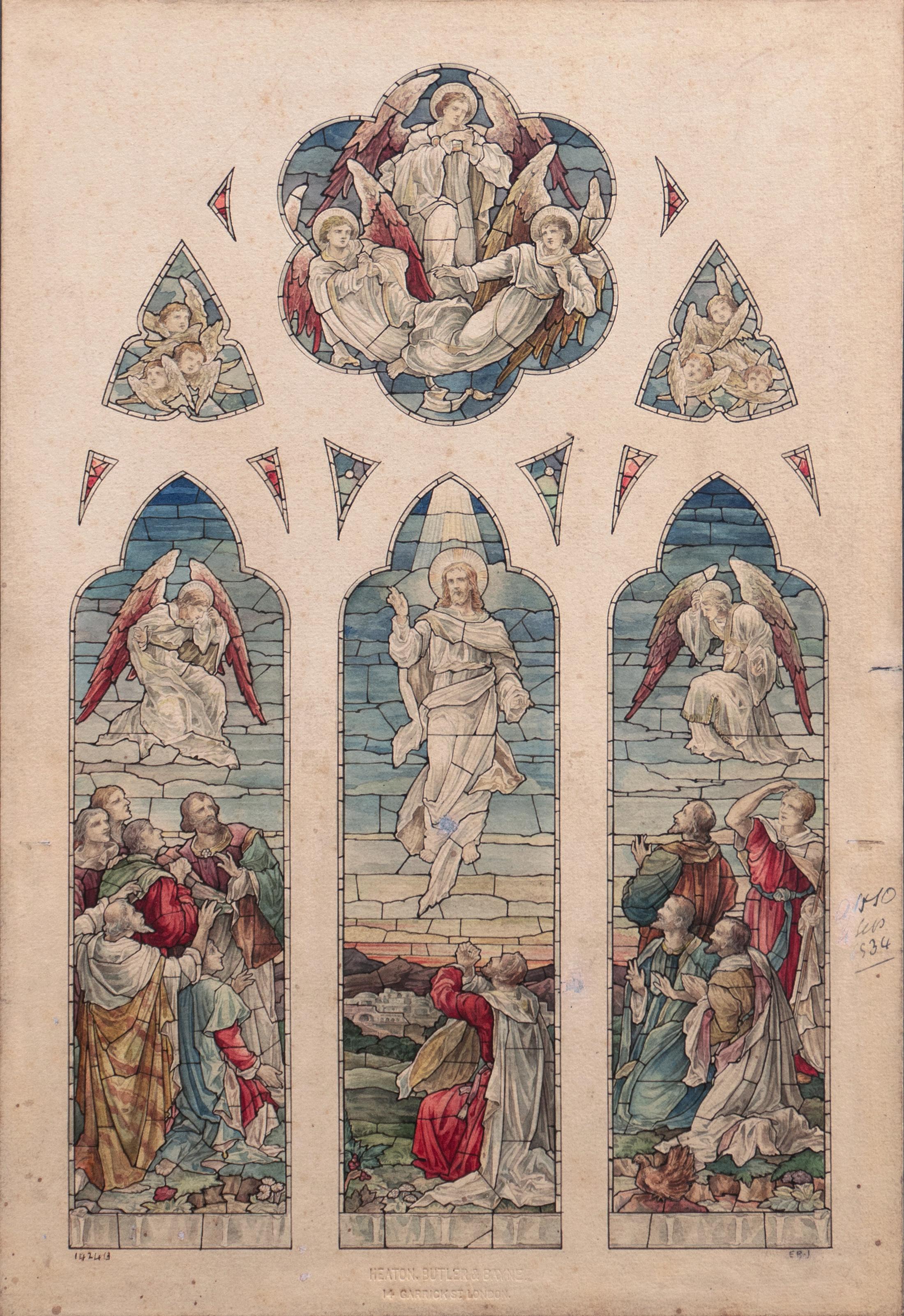 19th Century English School Interior Art - 'Study for a Stained Glass Window', Devotional, Ecclesiastical, Pre-Raphaelite