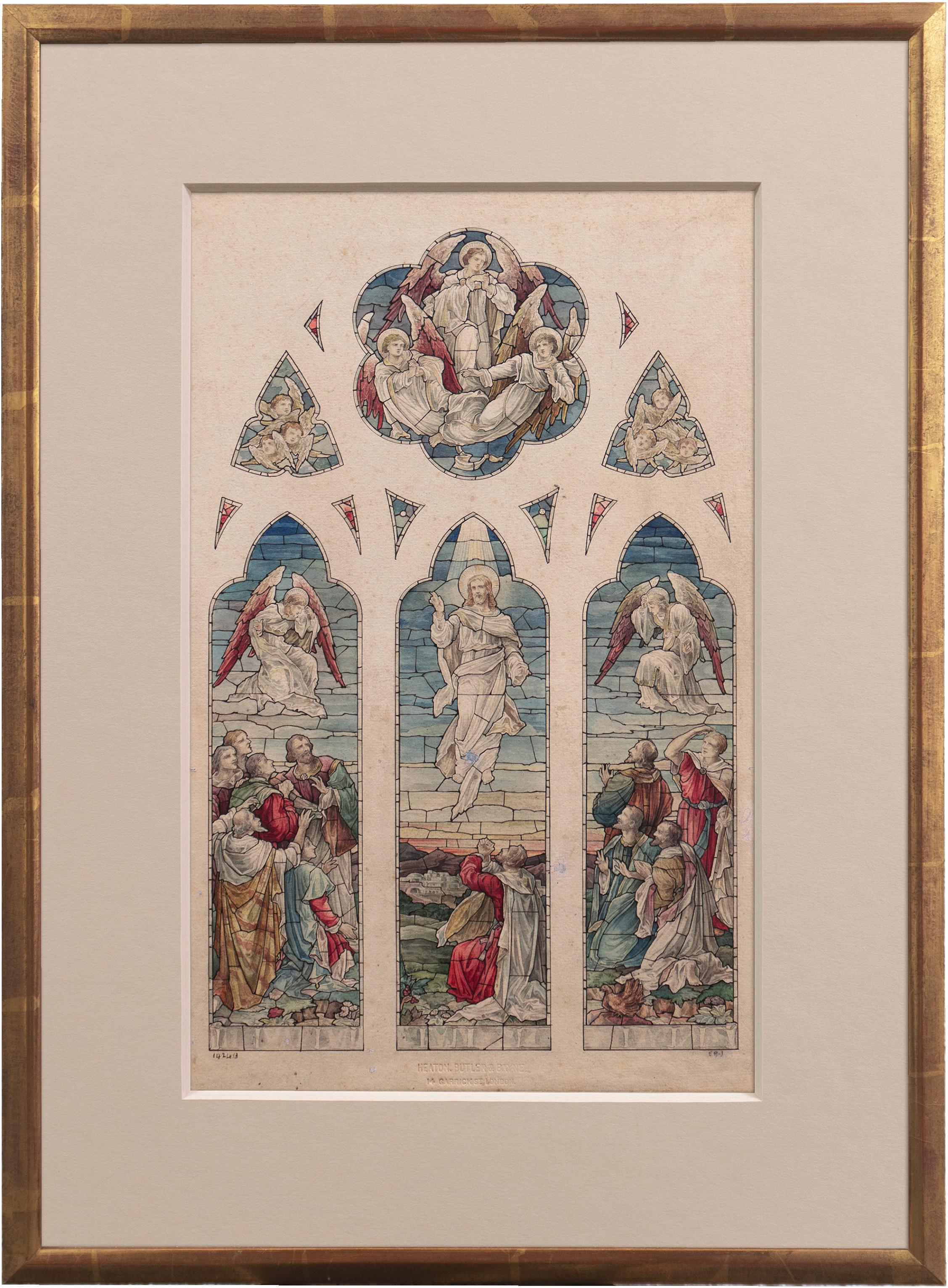 'Study for a Stained Glass Window', Devotional, Ecclesiastical, Pre-Raphaelite - Art by 19th Century English School