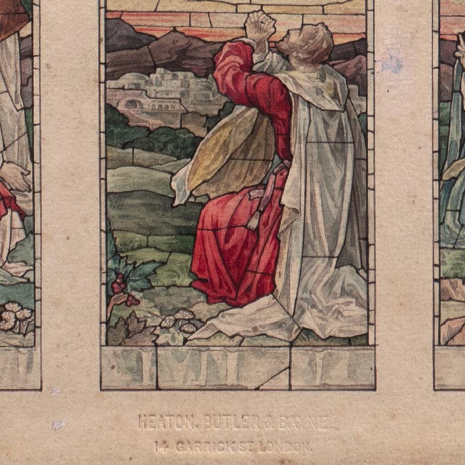 'Study for a Stained Glass Window', Devotional, Ecclesiastical, Pre-Raphaelite - Beige Interior Art by 19th Century English School