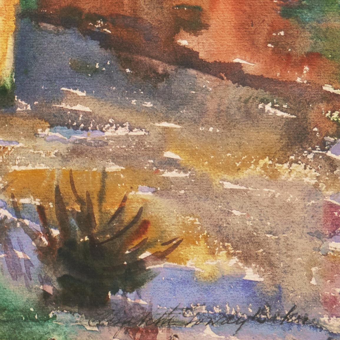 « Spanish Bridge, Segovia », Woman Artist, Salon, Cooper Union, ASL, PAFA - Marron Landscape Art par Elizabeth Gowdy Baker