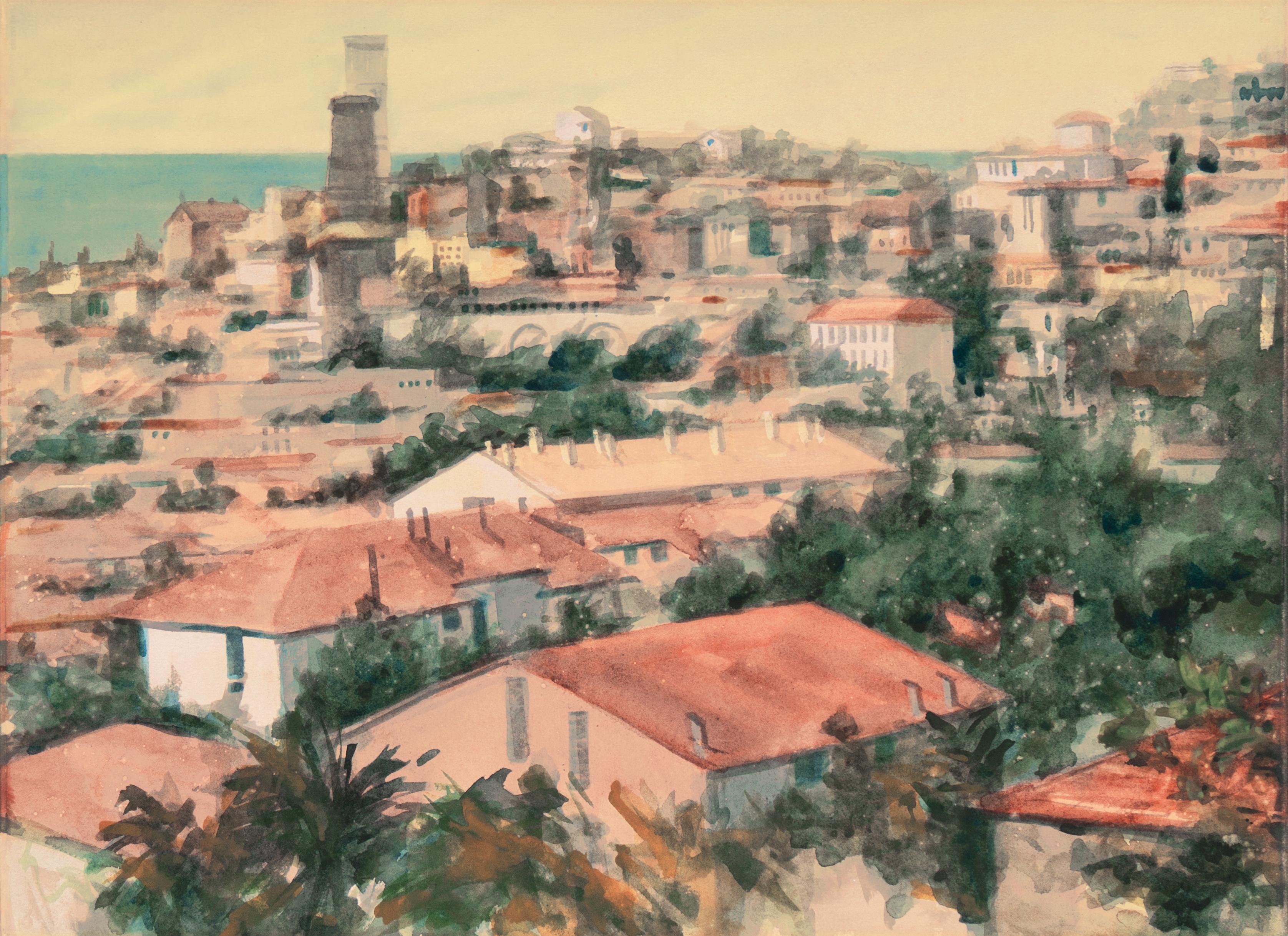 « Californie Coastal Diptyque, Berkeley, Bay Area Woman Artist, Smithsonian, CCAC - Beige Landscape Art par Isabelle Schrock Barnett