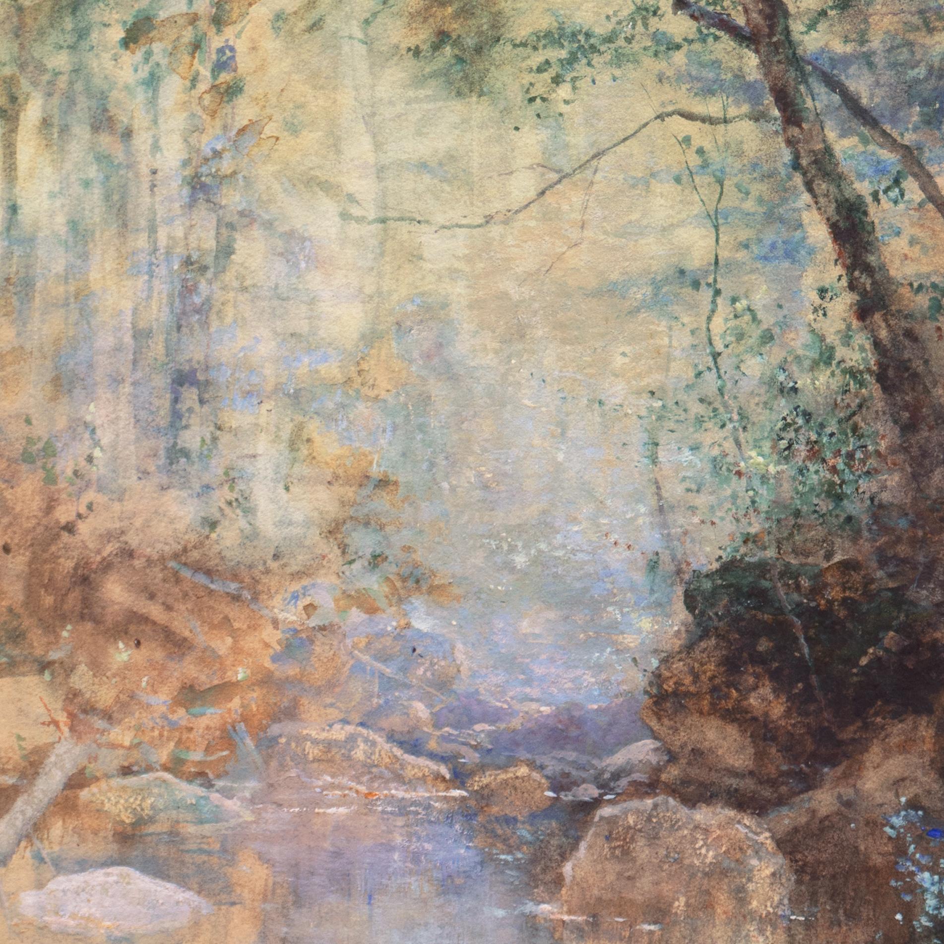 « Woodland Stream », Paris, New York,  École de la rivière Hudson, Luminisme, AIC, PAFA en vente 3
