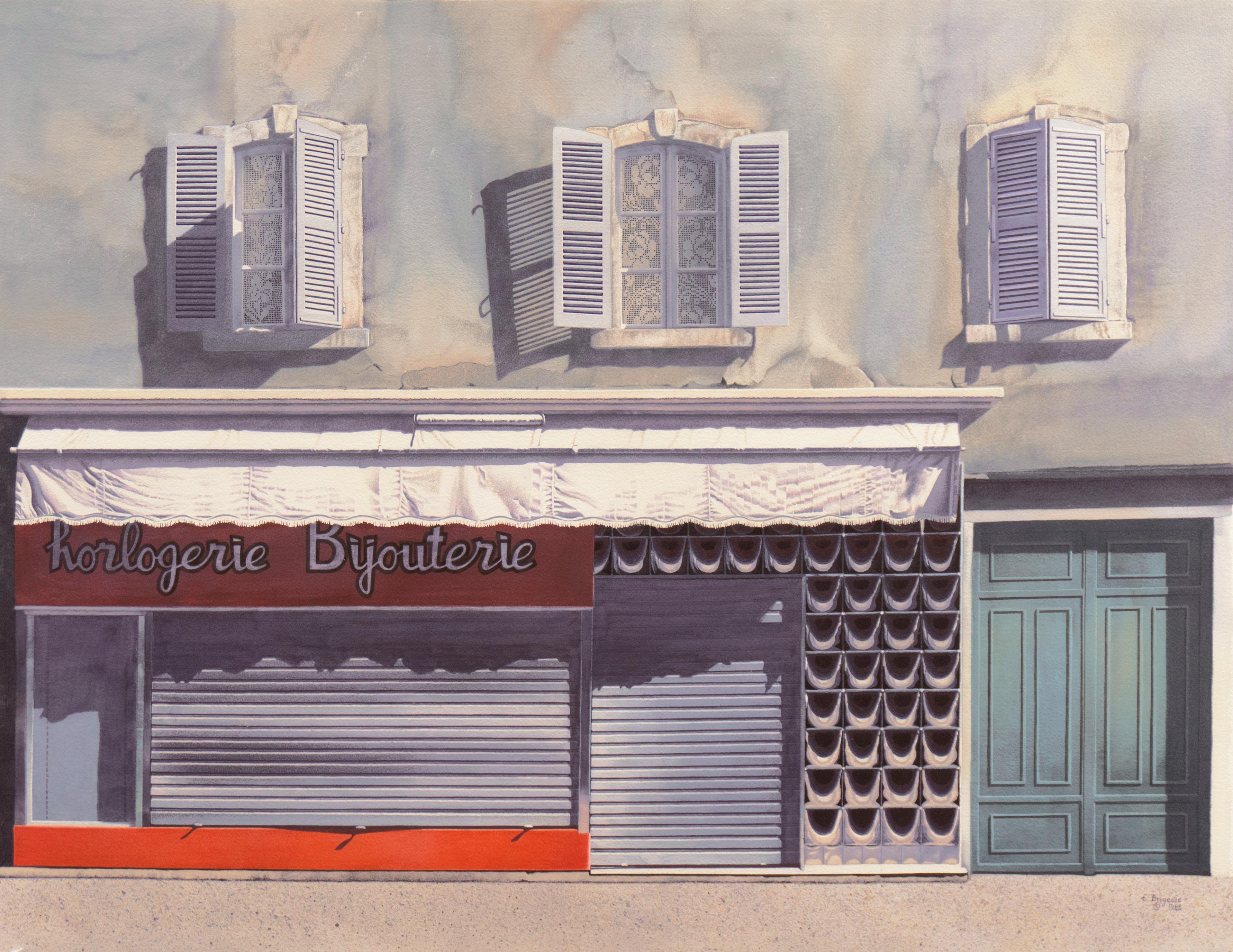 Landscape Art Evelyne Brigeois - 'Bijouterie, Tulle, France', Village français, Boise, Société nationale d'aquarelle