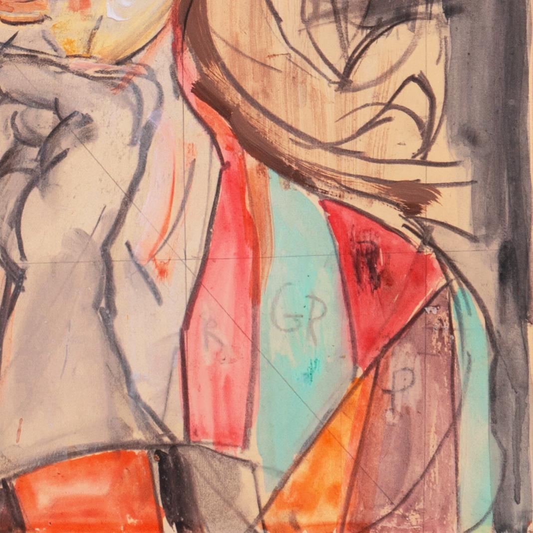 By Virginia Conroy Dedini (American, 1922-2006). Titled on exhibition label, 'Sheila' and created circa 1965.
Exhibited:  
Pacific Grove Museum of Natural History, Second Annual Watercolor Competition (1965) Honorable Mention.

This early California