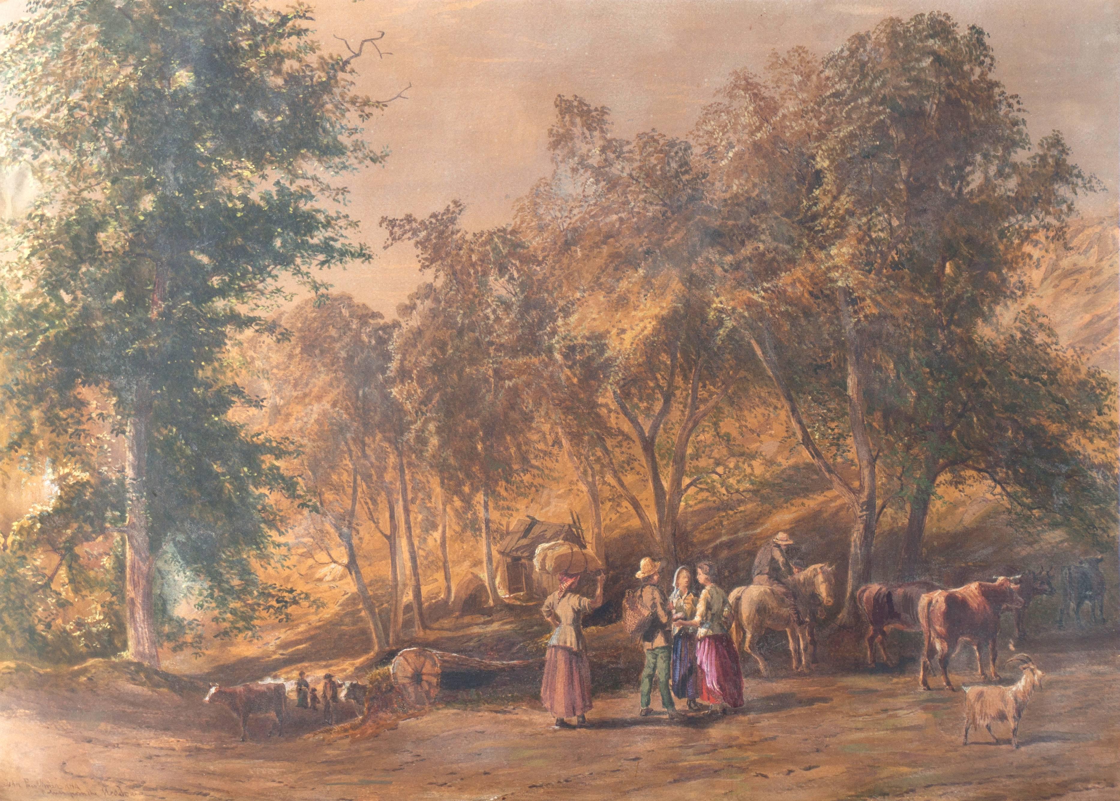 Animal Art John Faulkner - « English Landscape with Figures », Royal Academy, Londres, RBA, Hibernian, Benezit