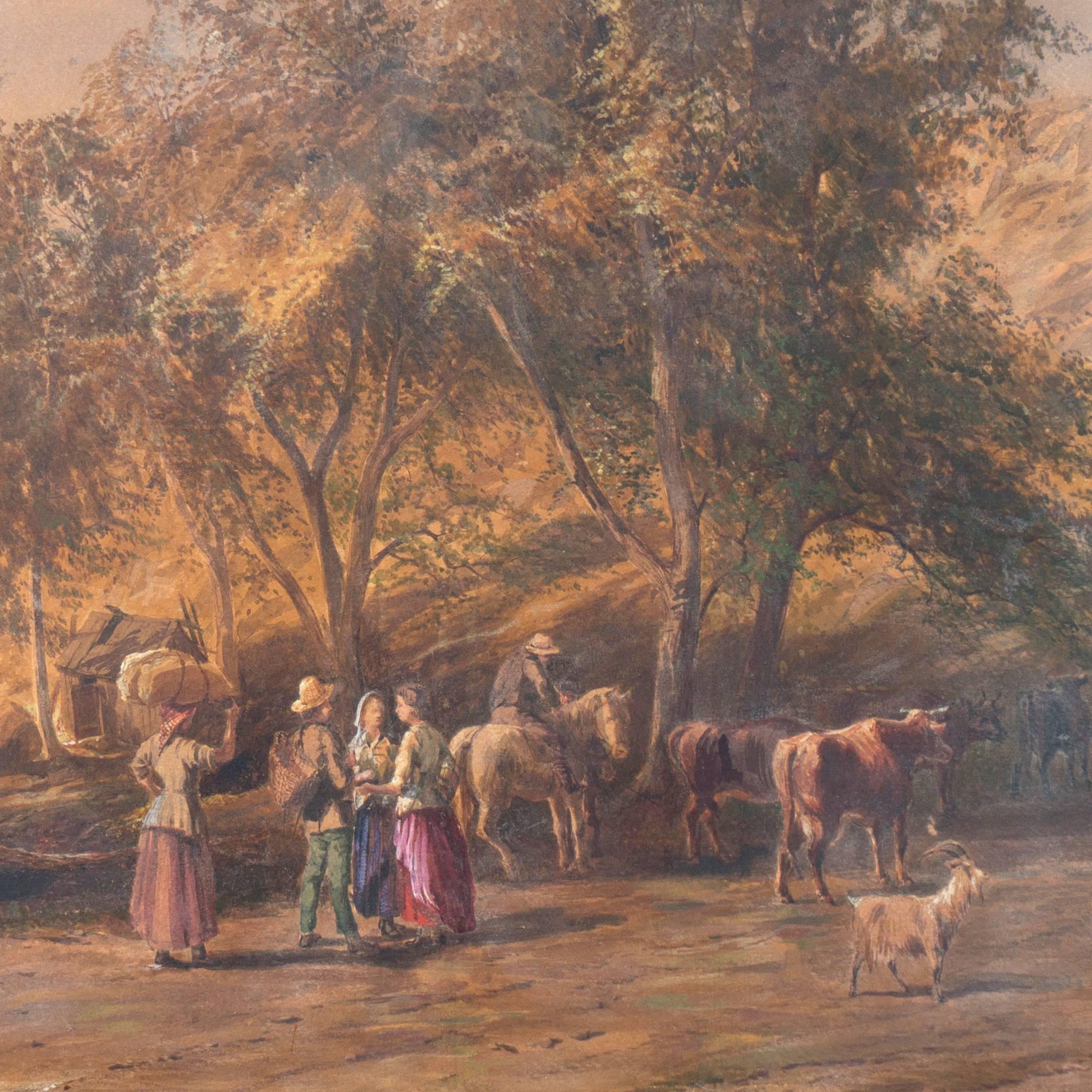 « English Landscape with Figures », Royal Academy, Londres, RBA, Hibernian, Benezit - Marron Animal Art par John Faulkner