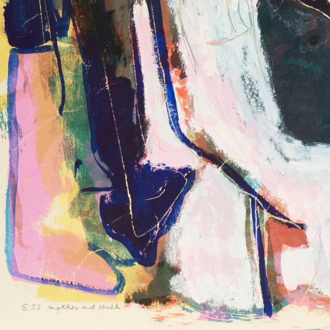 'Mother and Child', Los Angeles, USC, San Jose, Modernist Figural - Gray Figurative Art by Louis La Barbera