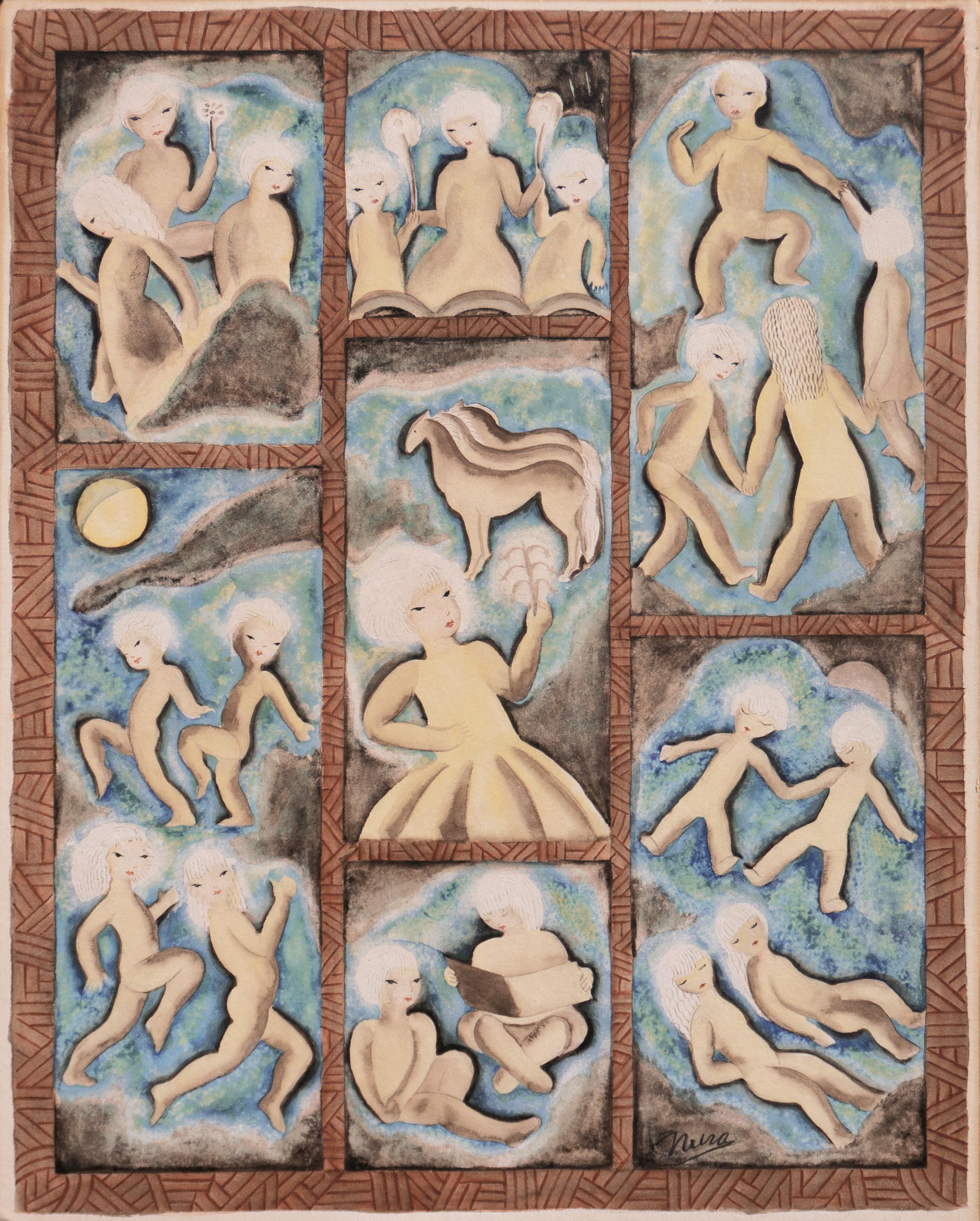 Figurative Art di Nura Ulreich - Infanzia", Parigi, Salon d'Automne,  New York, ASL, Corcoran, PAFA, Art Deco
