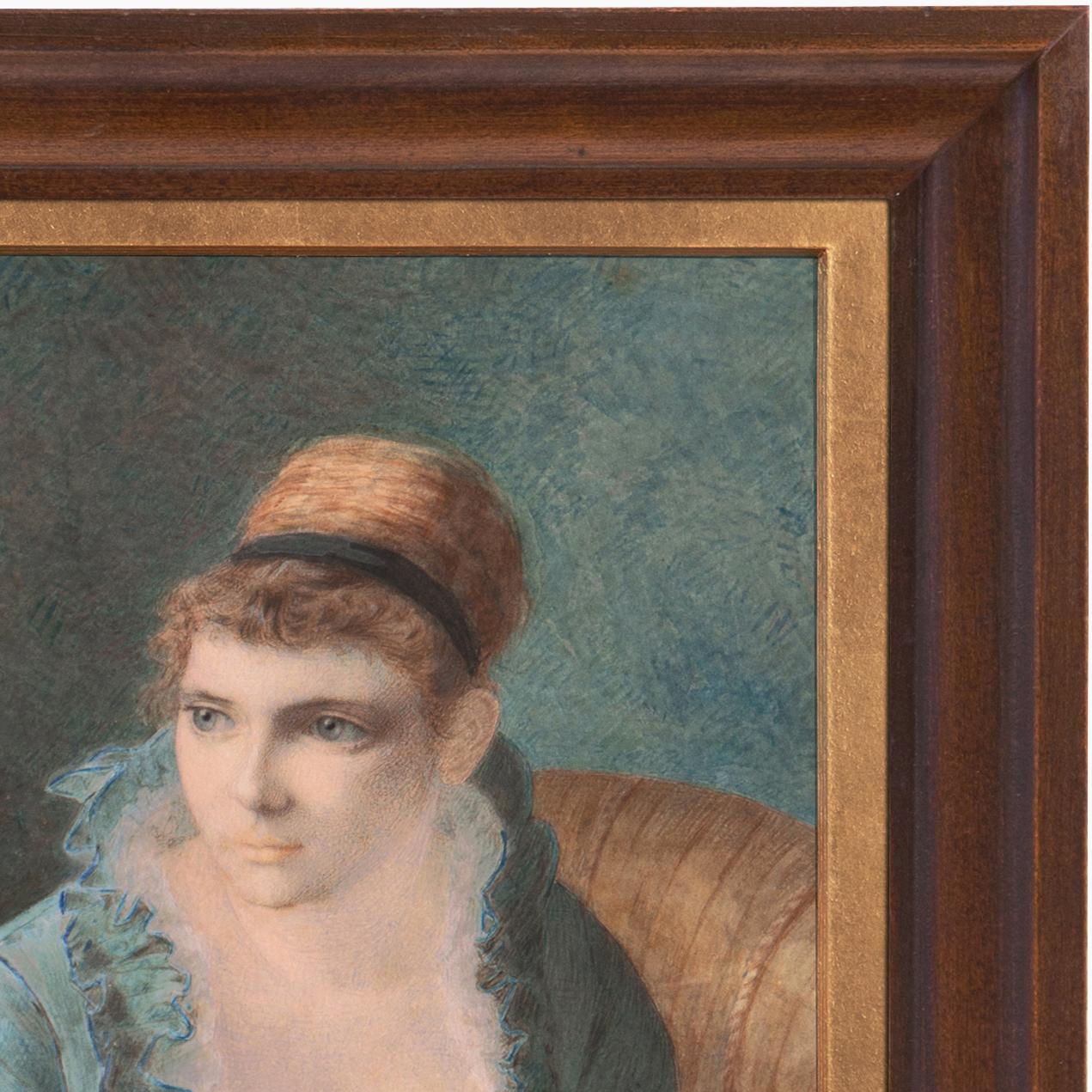'Young Lady Seated', Royal Academy London, PAFA, Queen Victoria, King Edward VII - Brown Portrait by Charles James Turrell