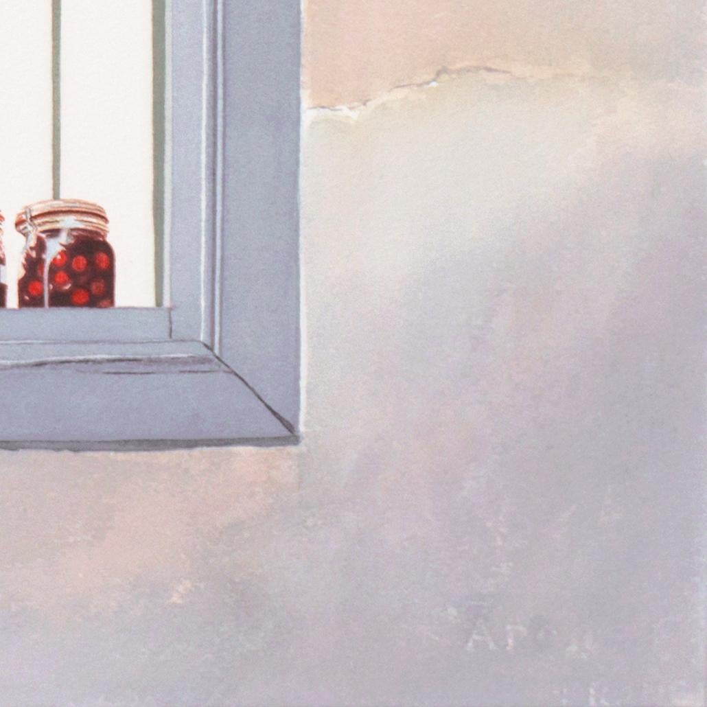 'Cherries in the Sunshine', Aegean, Hydra, Greece, National Watercolor Society - Gris Landscape Art par Evelyne Brigeois