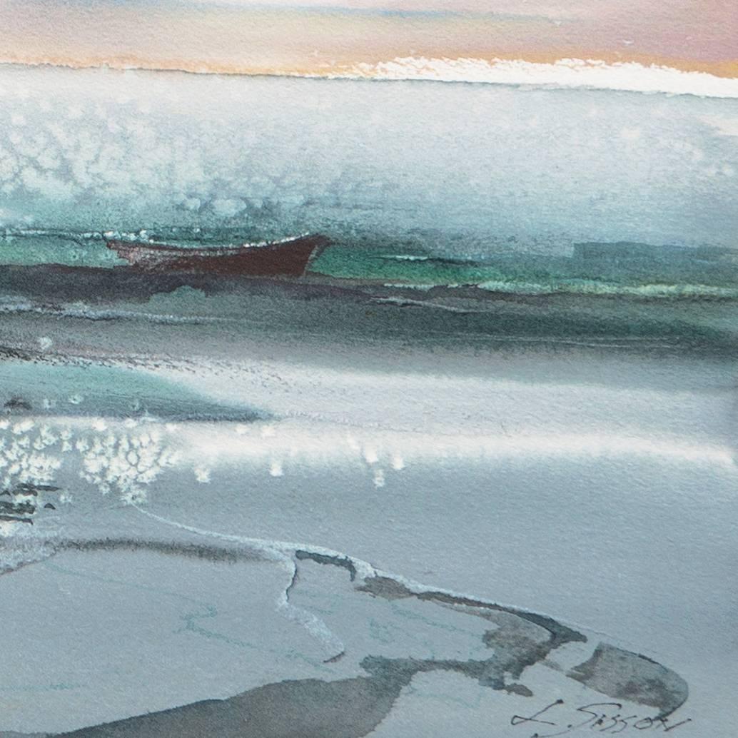 'Maine Coast', American Watercolor Society, Museum Fine Arts, Boston - Gray Landscape Art by Laurence Sisson