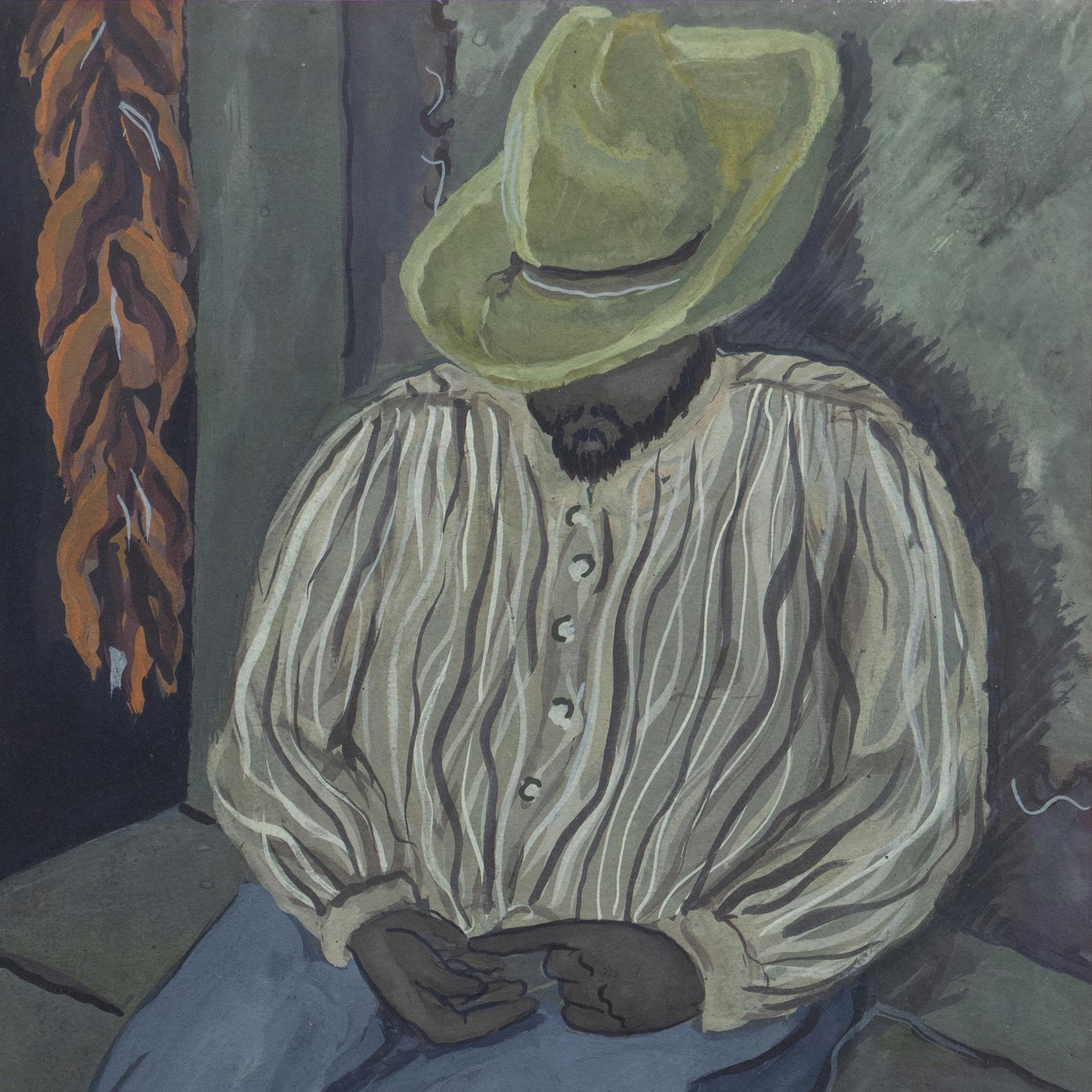 'Pedro, Pineapple Seller', WPA, California, Orozco, Rivera, MMA, GGIE, ASL, NY - Black Figurative Art by Angelo Anthony Sottosanti