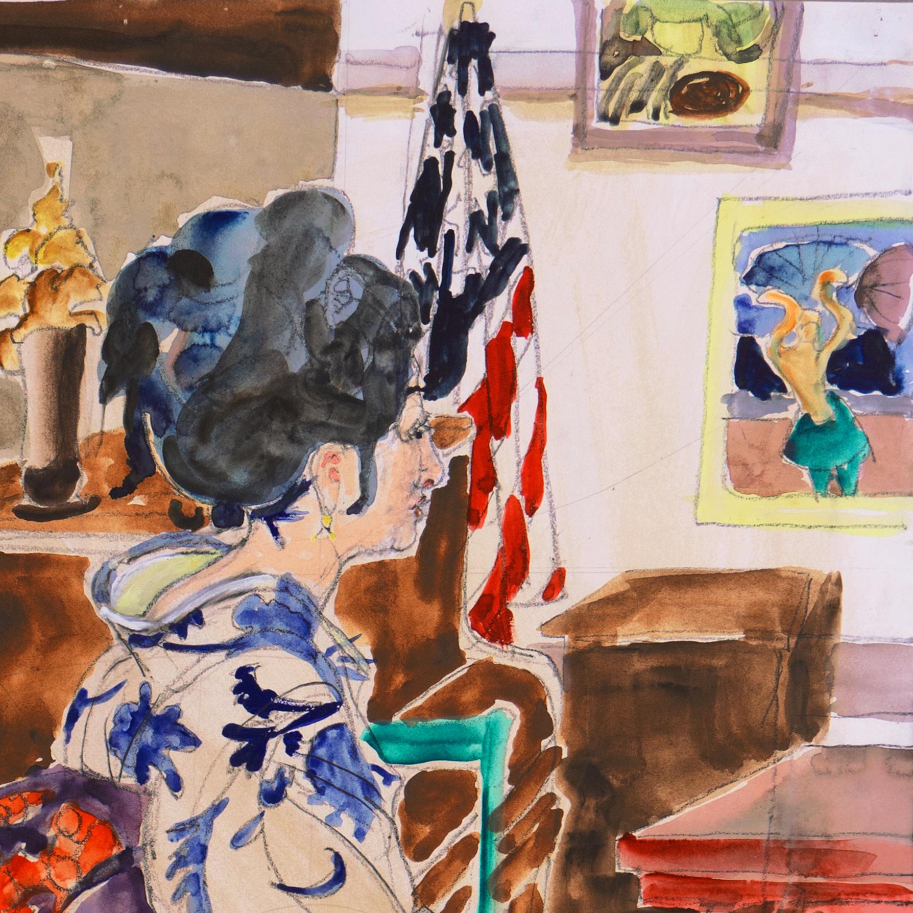 'Out of Hokkaido', Carmel Art Association Exhibit, Japanese portrait, Kimono For Sale 1