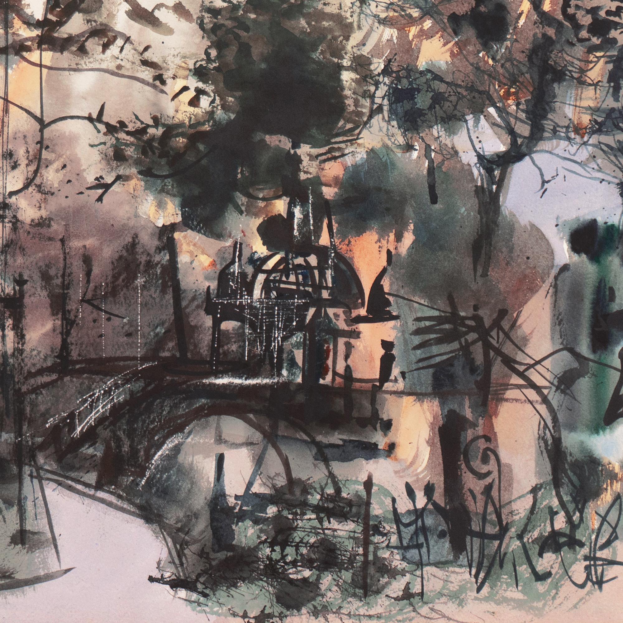 „At the Park“, Metropolitan Museum, NY MoMA, AIC, ASL, Whitney Museum, Toledo (Grau), Landscape Art, von Rainey Bennett