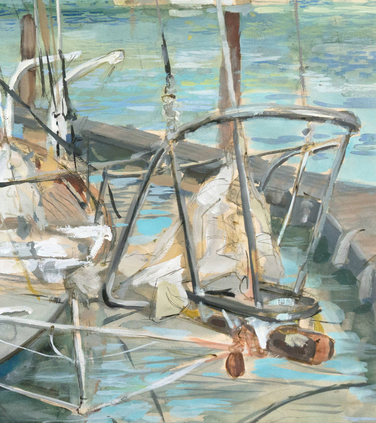 'Sailing Boat in Harbor', SFMOMA, Woman Artist, California Post-Impressionist For Sale 3