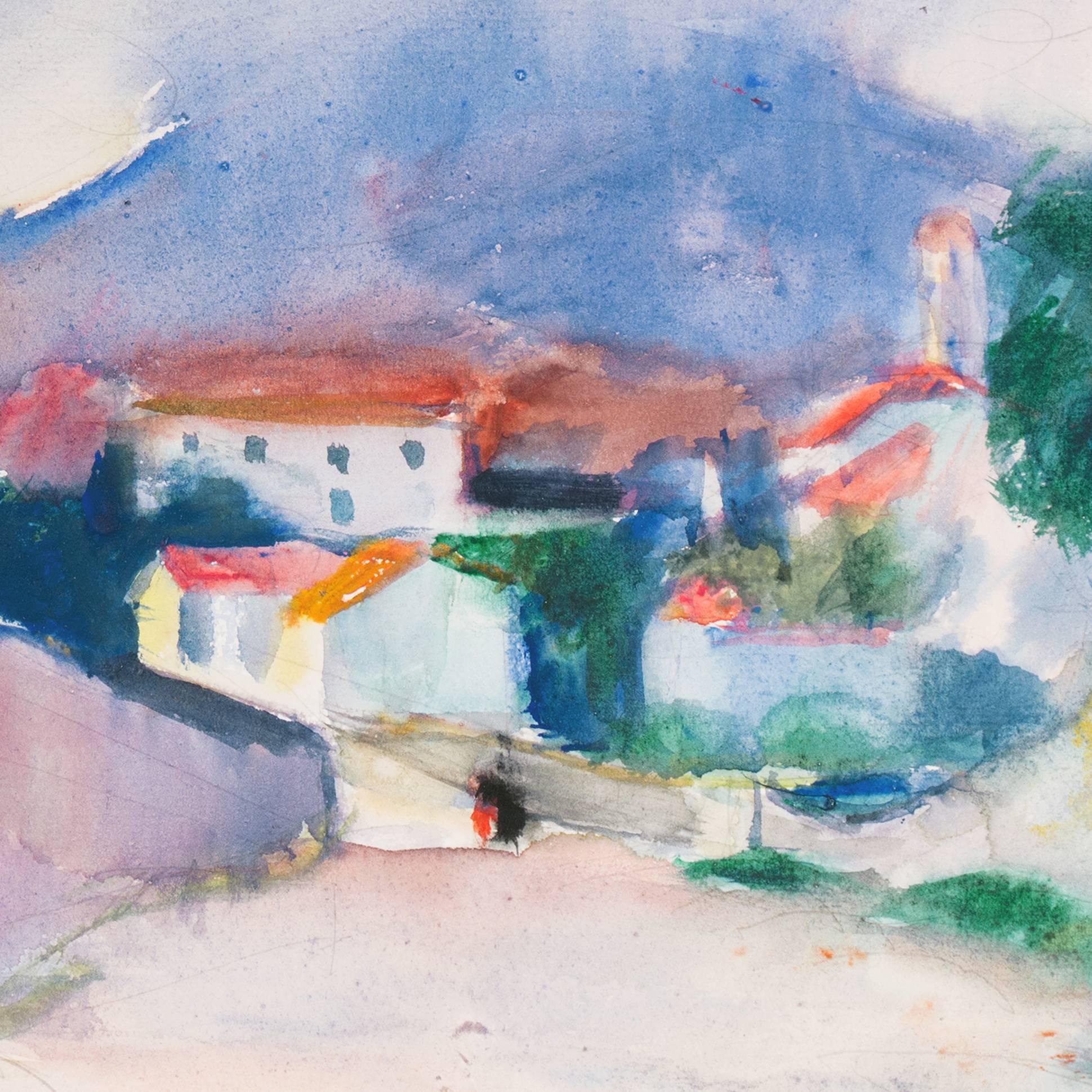 'Rain in Provence', French Post-Impressionist artist, MAM Paris - Gray Landscape Art by Henri Ottmann