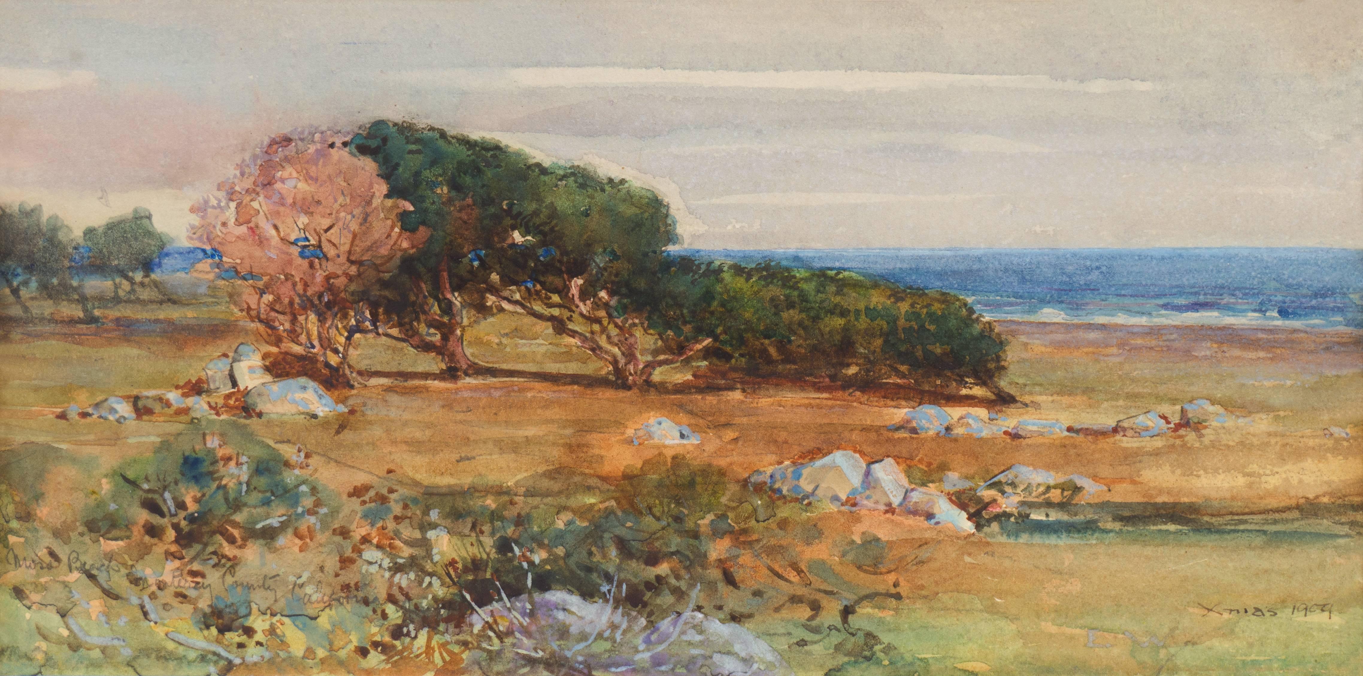 Landscape Art Elmer Wachtel - « Moss Beach, Monterey, Californie », paysage côtier Pacifique, ASL NYC, Bénézit
