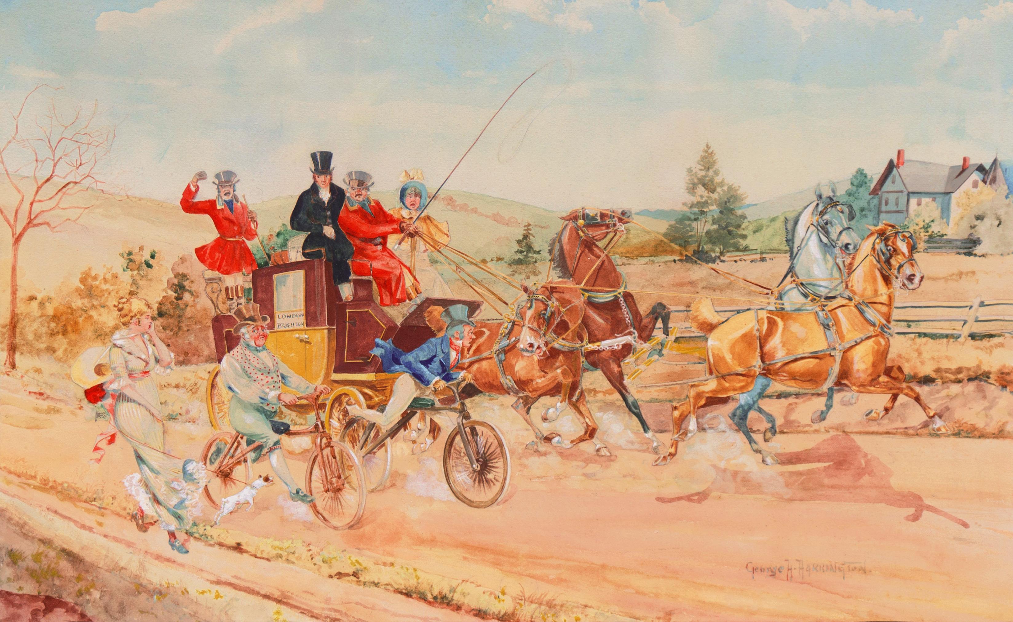 Figurative Art George Harrington - « London to Brighton Coach », Massachusetts, National Academy of Design, chevaux