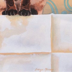 'Siamese Cats', Feline Portrait, Embroidery artist, Shorebird Studio, Watercolor