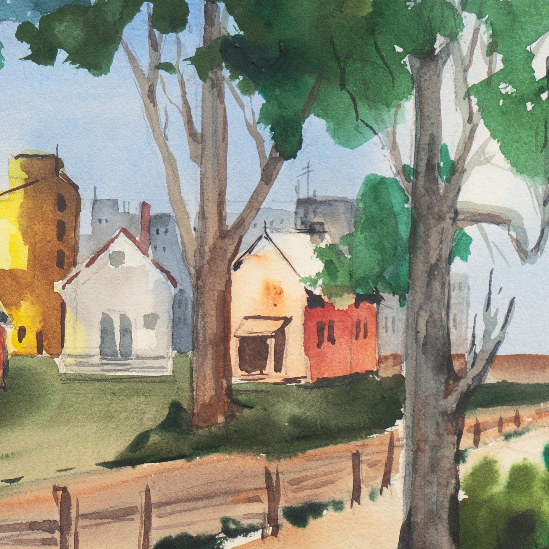 'University Village, Berkeley' Carmel, California, Donna Post Impressionista - Art di Muriel Backman